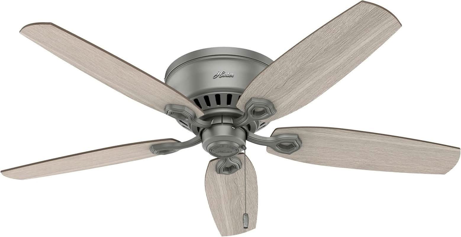 52 Inch Matte Silver LED Ceiling Fan With Integrated Light