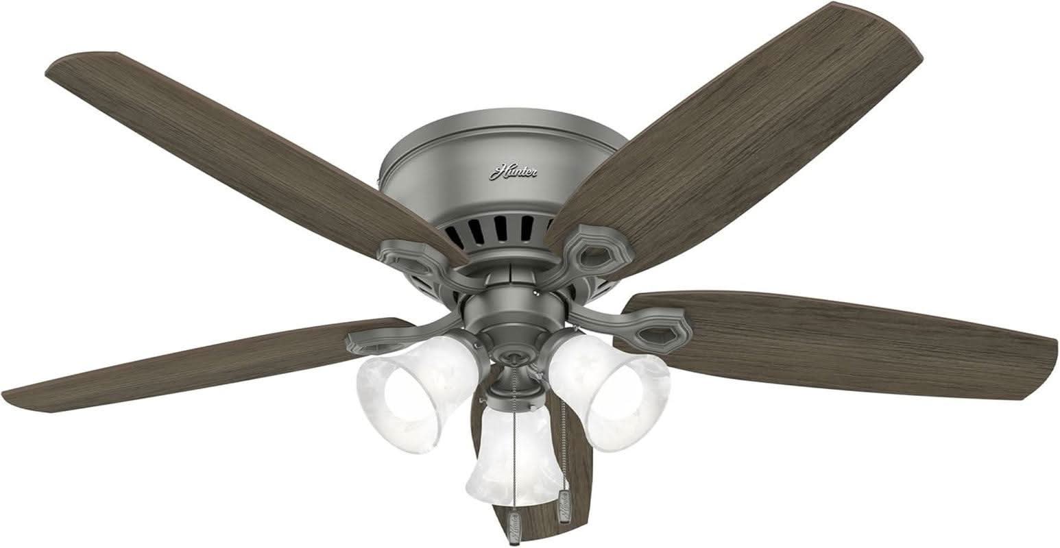 52 Inch Matte Silver LED Ceiling Fan With Integrated Light
