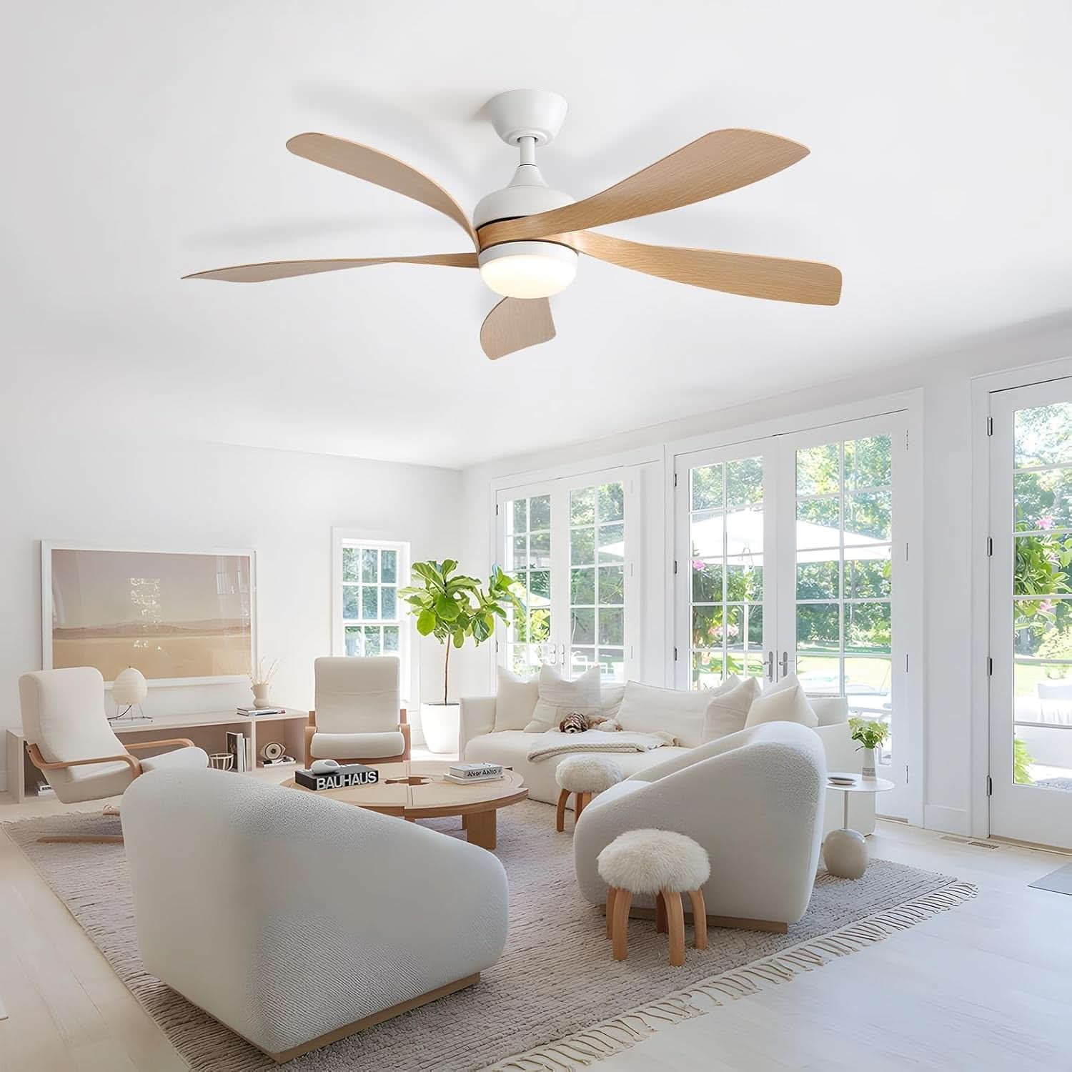 52 Inch Outdoor Ceiling Fan With Dimmable LED Light Remote