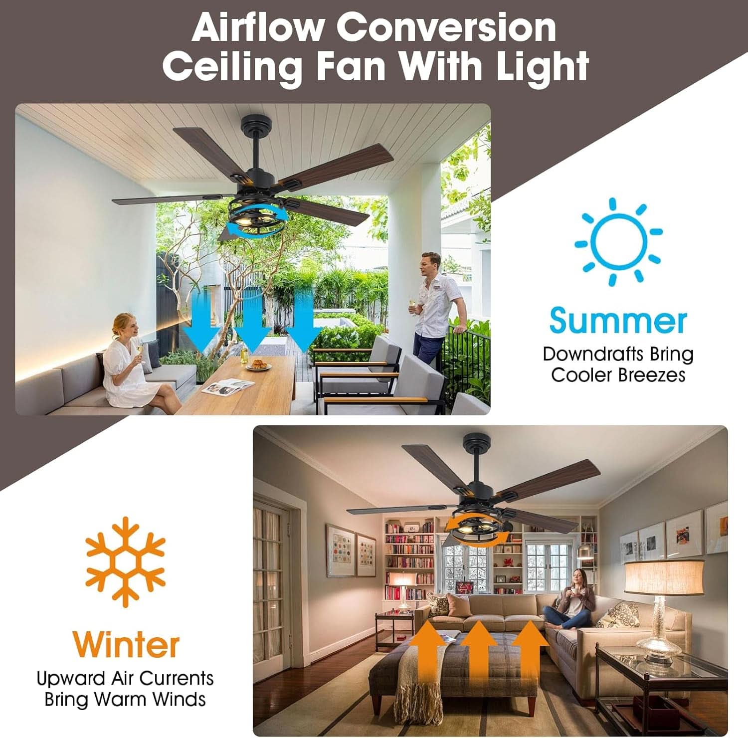 52 Inch Outdoor Ceiling Fan With Remote And Lights