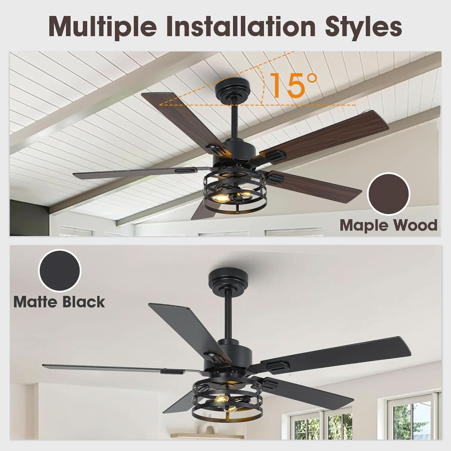 52 Inch Outdoor Ceiling Fan With Remote And Lights