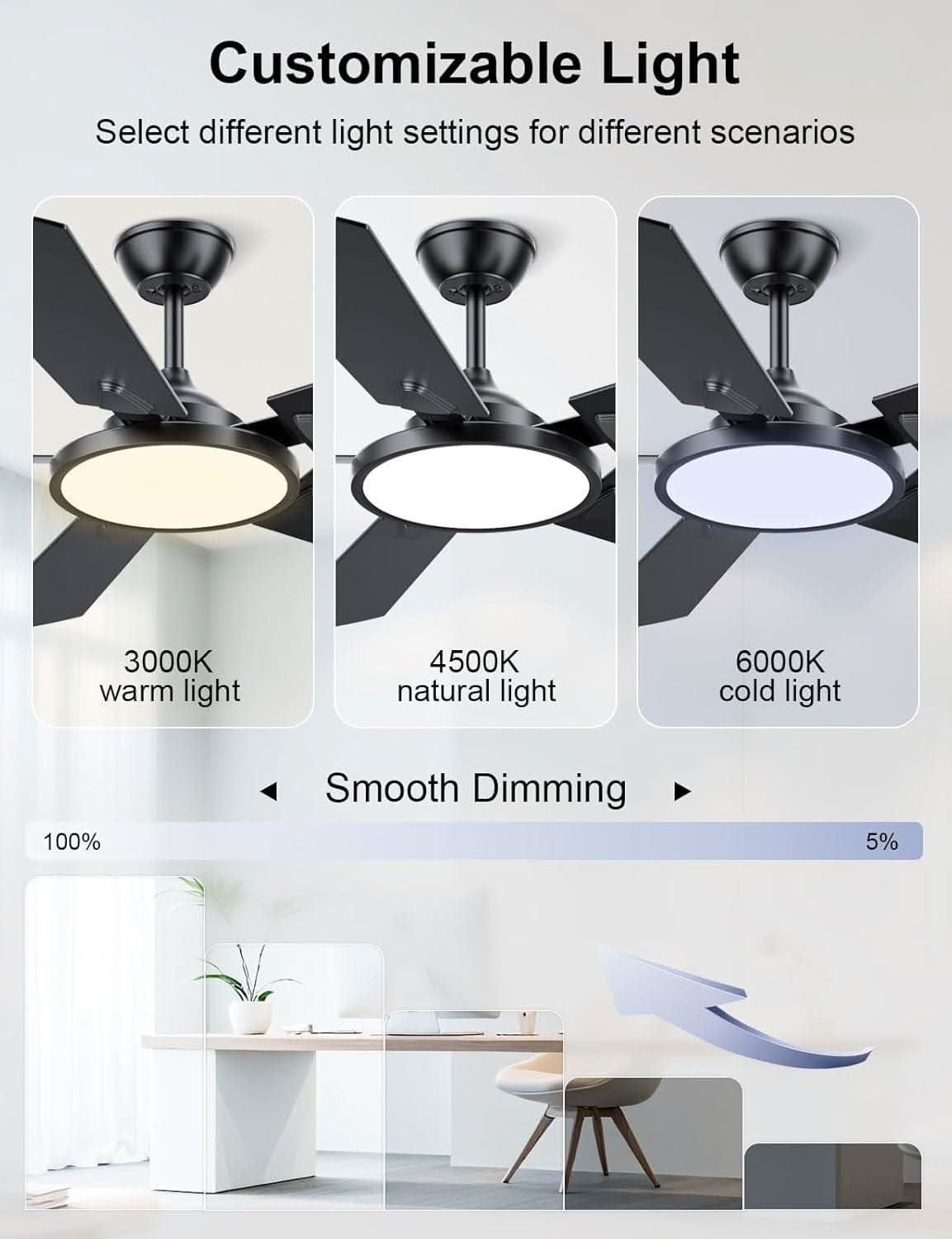 52 Inch Smart Ceiling Fan With Light App Control Remote