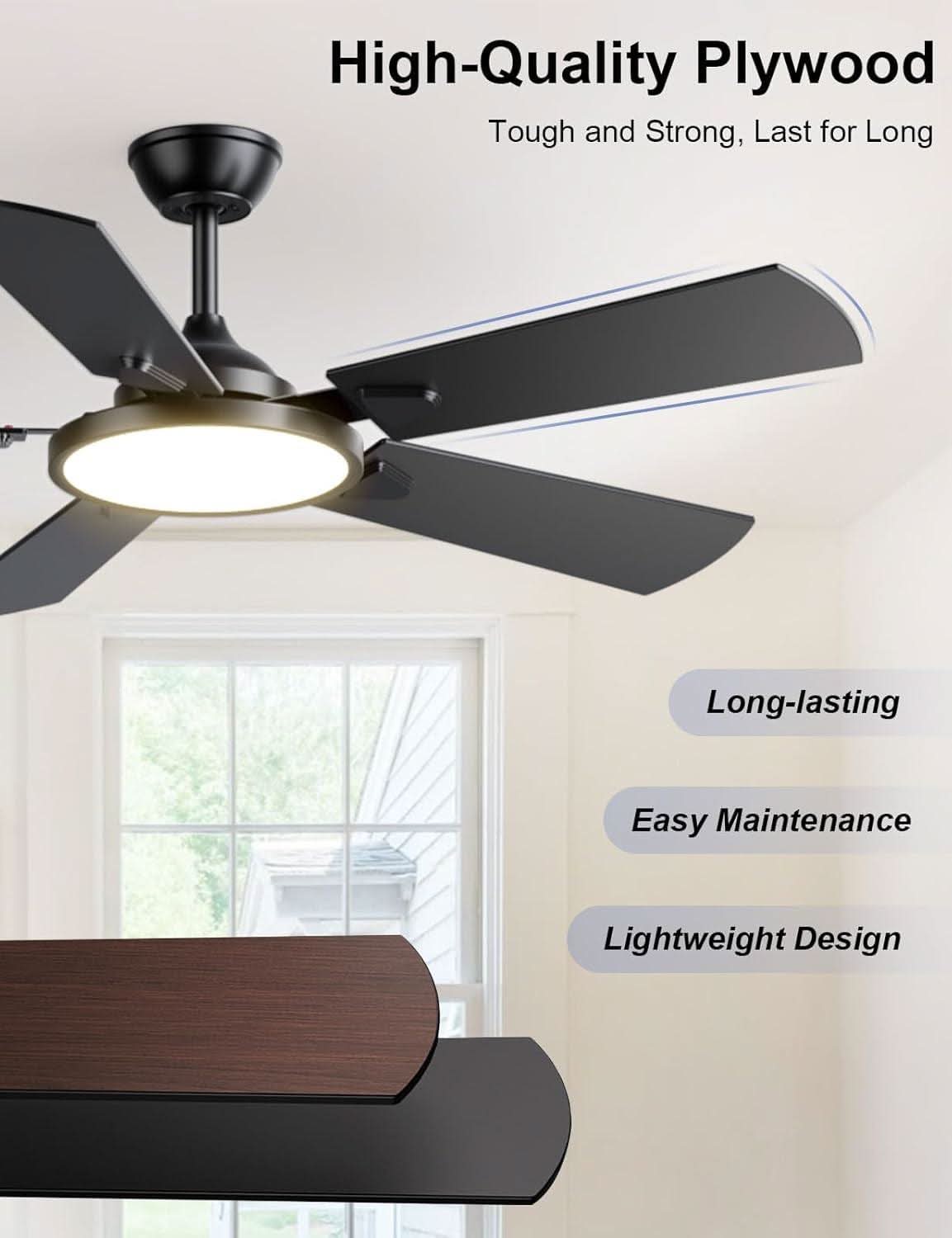 52 Inch Smart Ceiling Fan With Light App Control Remote