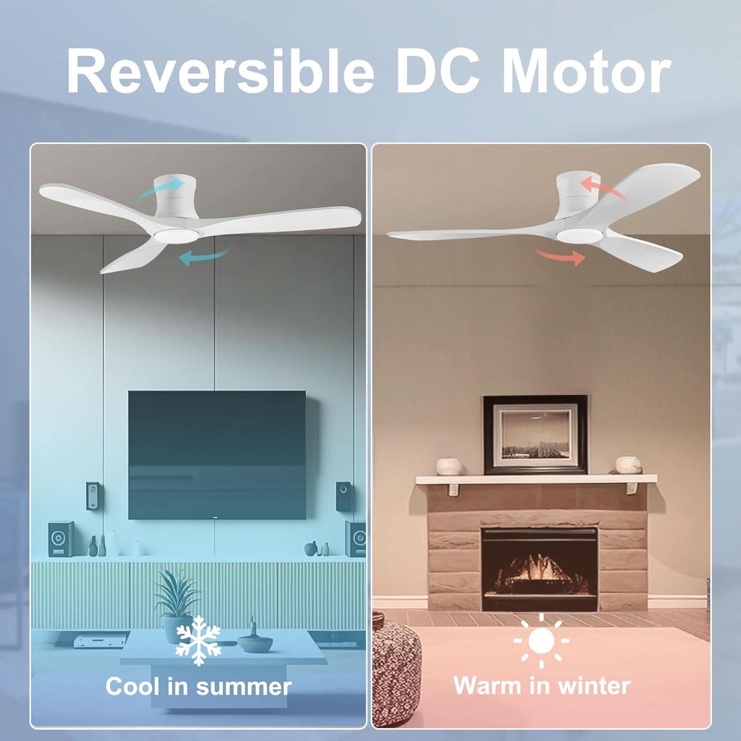 52 Inch Smart Low Profile Ceiling Fan With Remote Control