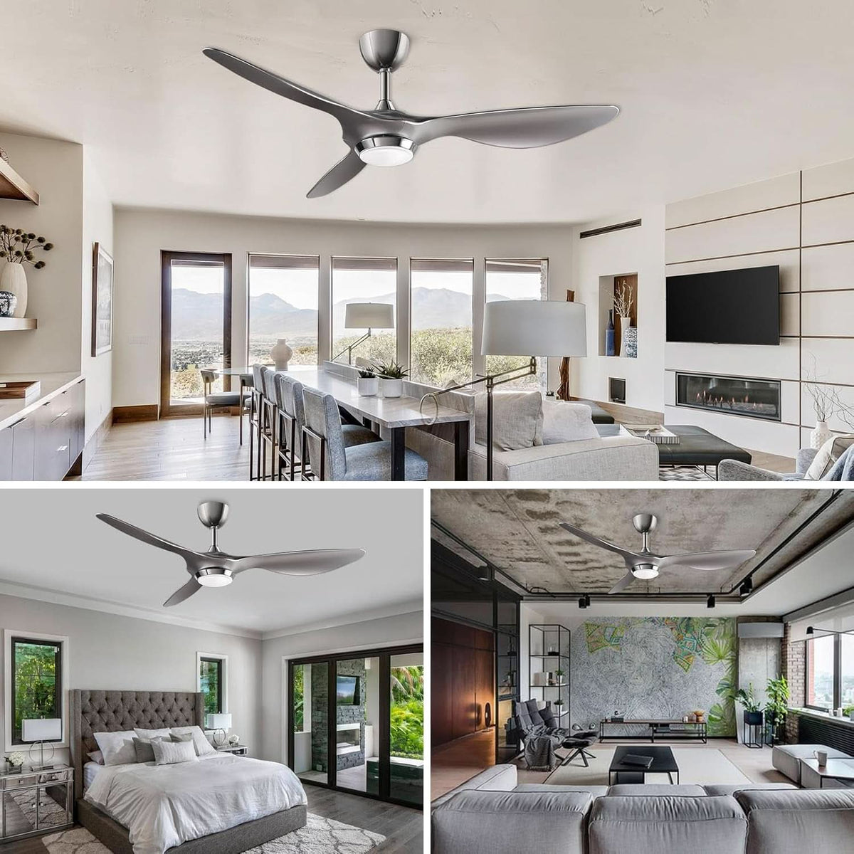52 Inch Smart WiFi Ceiling Fan With Light And Remote Silver