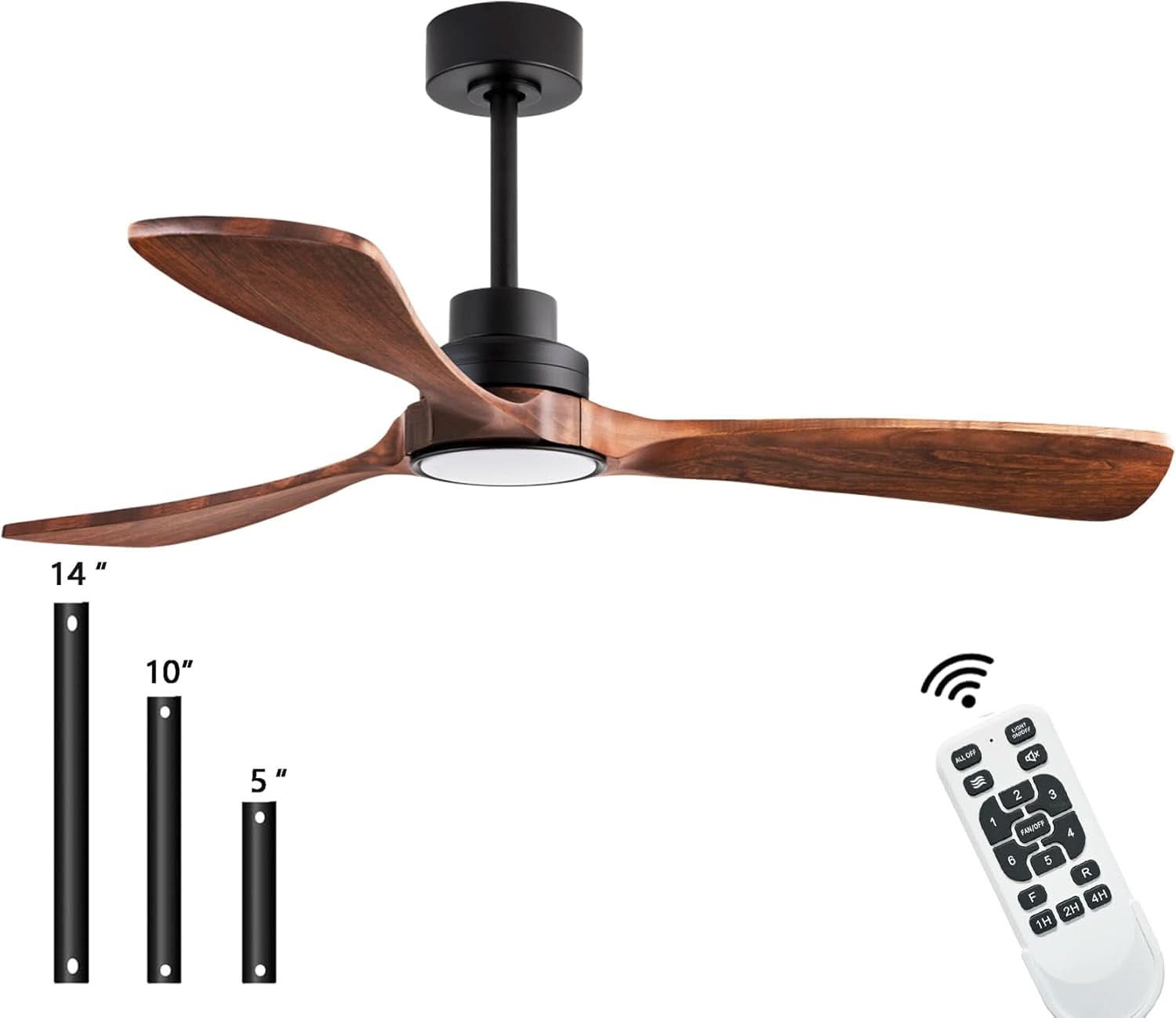 52 Inch Solid Wood Ceiling Fan With Light And Remote