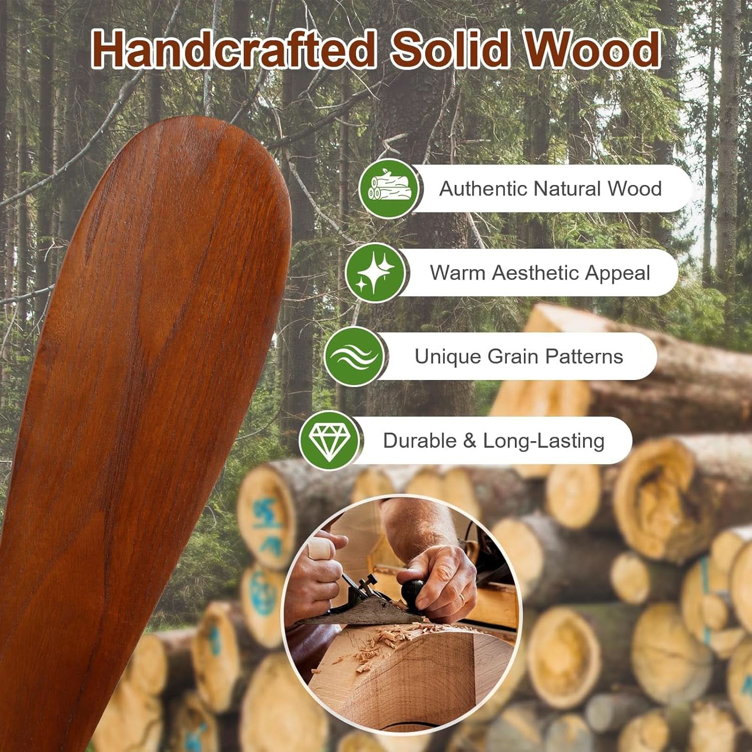 52 Inch Solid Wood Ceiling Fan With Remote Light DC Motor