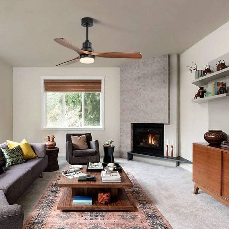 52 Inch Solid Wood Ceiling Fan With Remote Light DC Motor