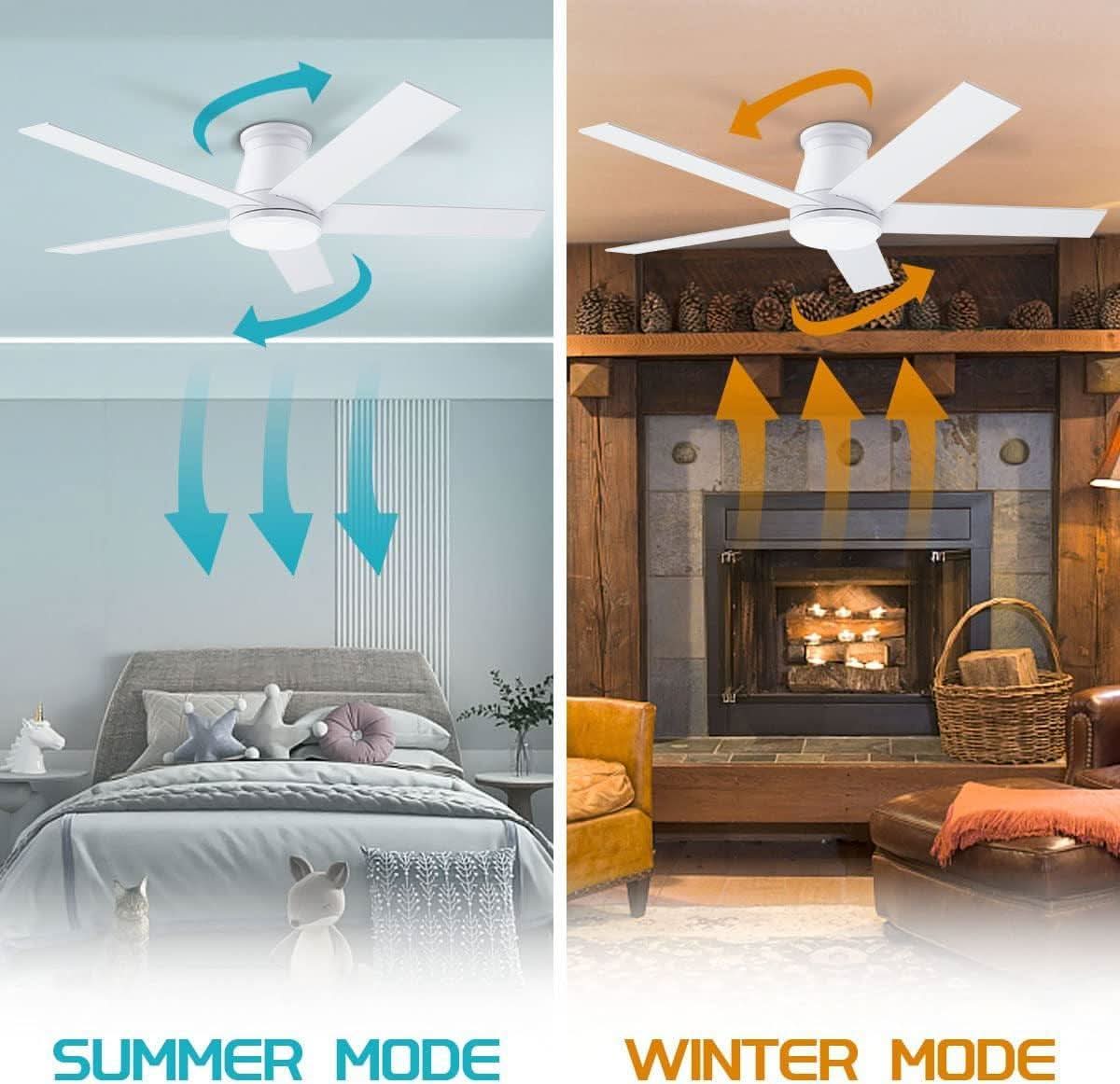 52 Inch White Ceiling Fan With Light Six Speed DC Motor