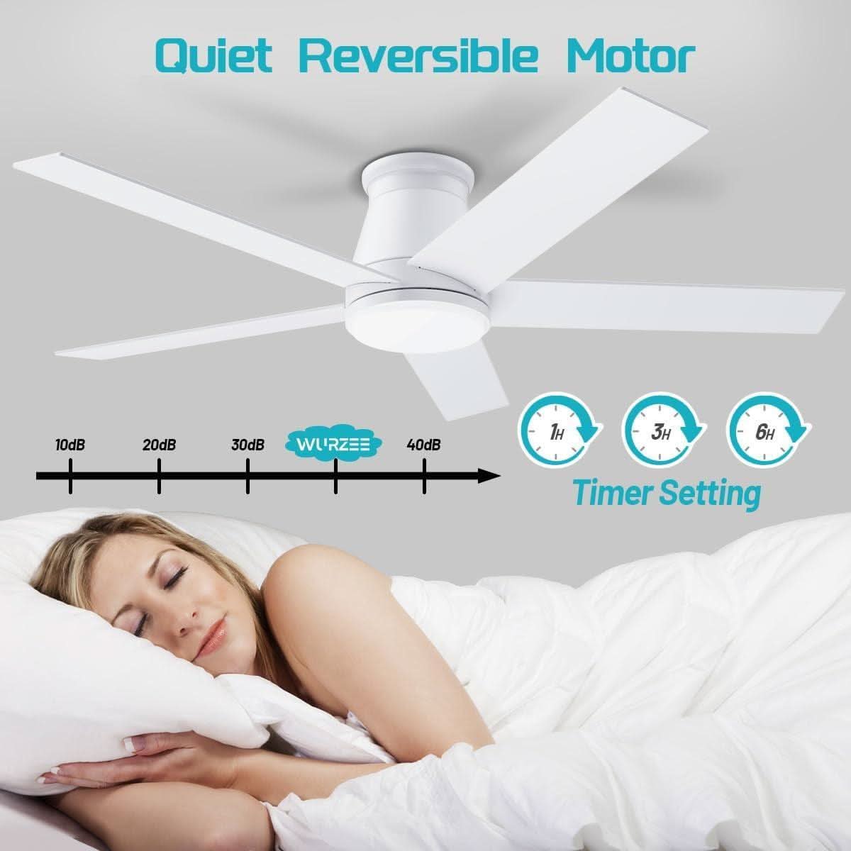52 Inch White Ceiling Fan With Light Six Speed DC Motor