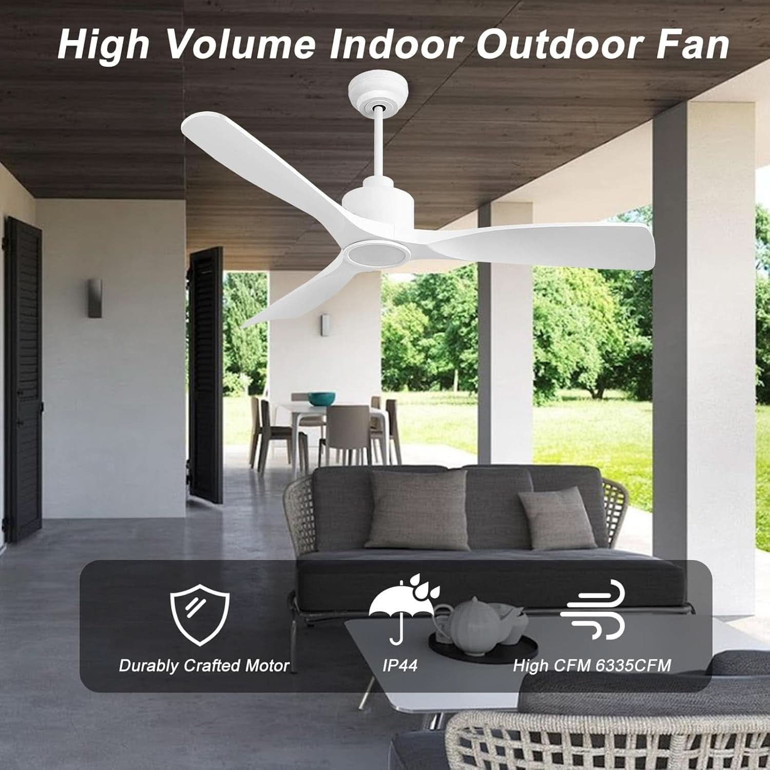 52 Inch White Smart Ceiling Fan With Lights And Remote