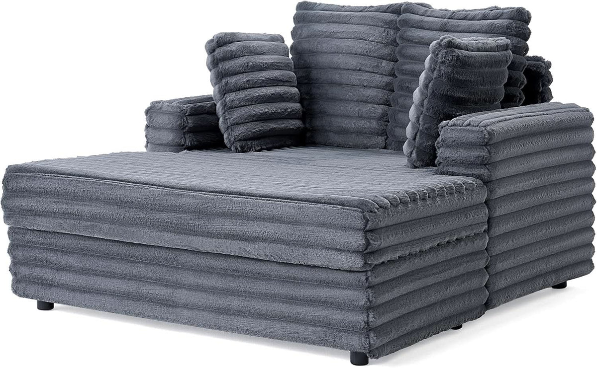 53 Inch Chaise Lounge Grey Sleeper Chair For Living Room