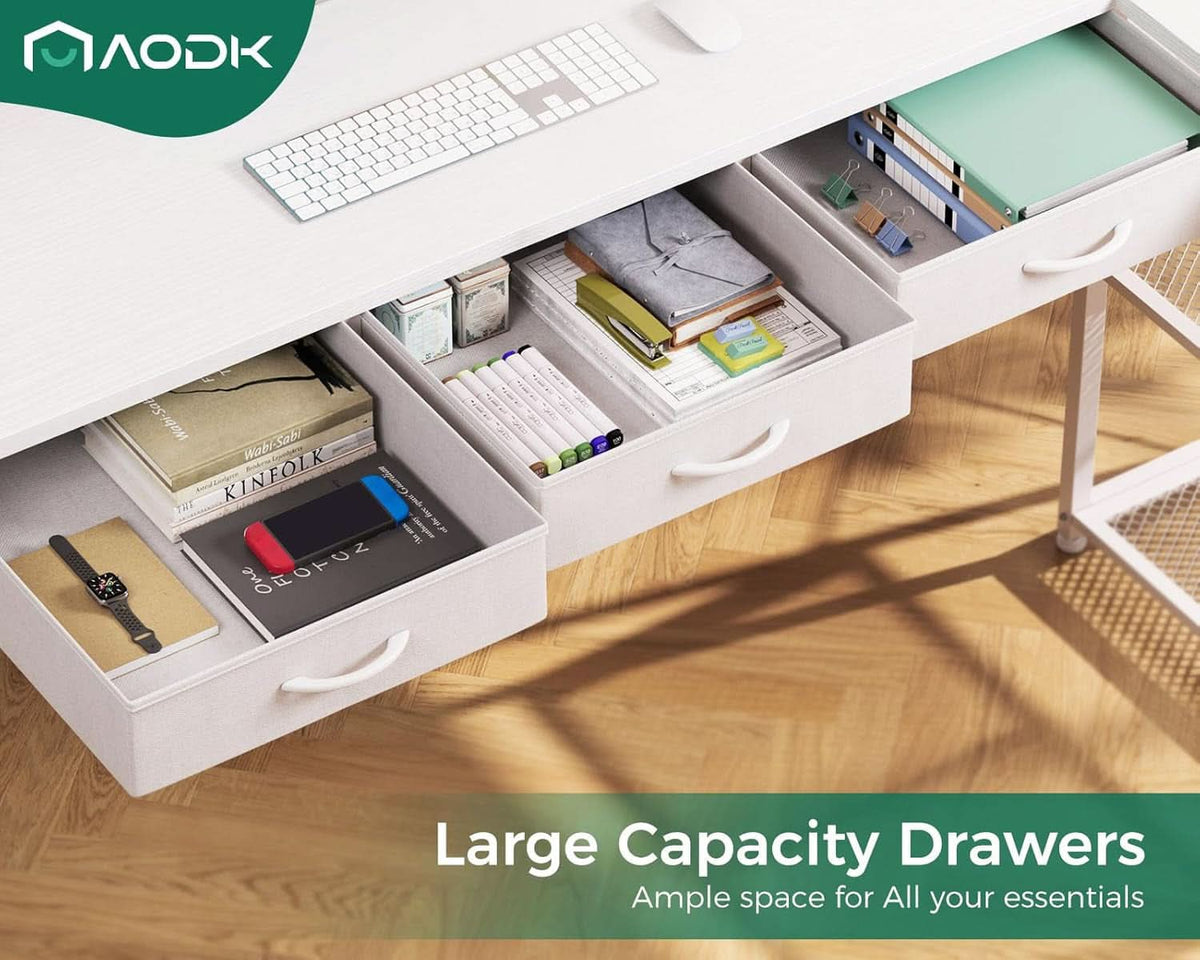 53In LShaped Computer Desk With Power Outlets Home Office