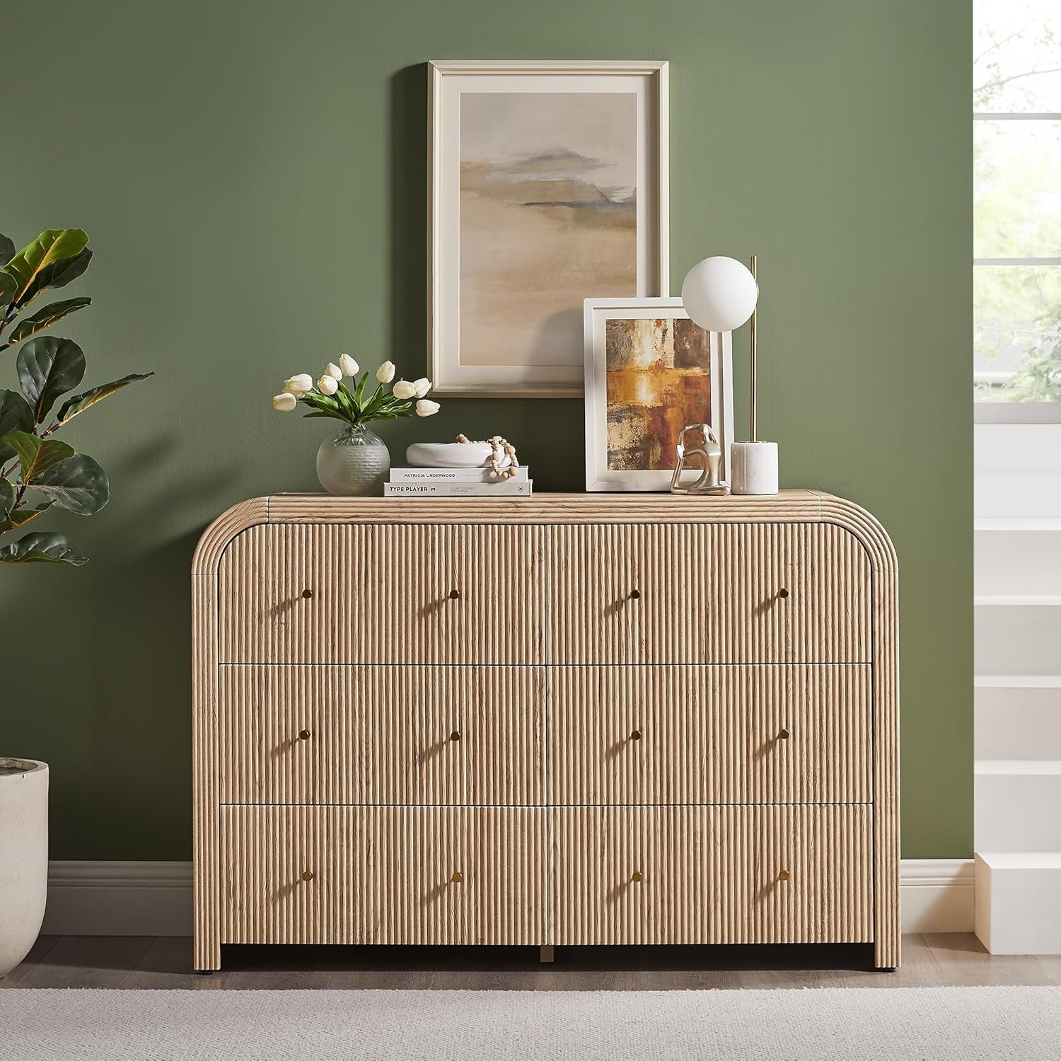54 Inch Dresser With Six Drawers For Bedroom Organization