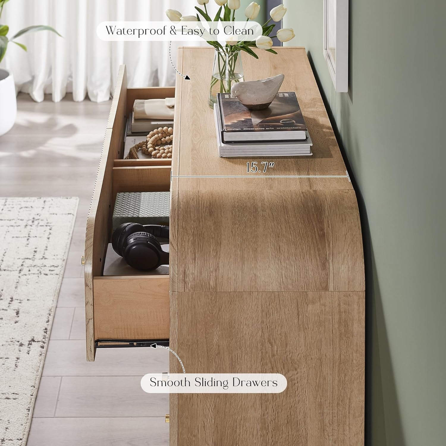 54 Inch Dresser With Six Drawers For Bedroom Organization