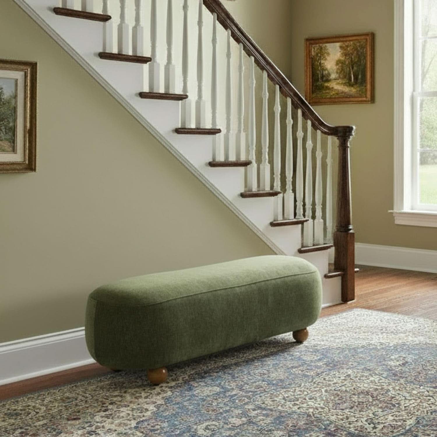 54-Inch Green Velvet EndOfBed Bench Cushioned Seat