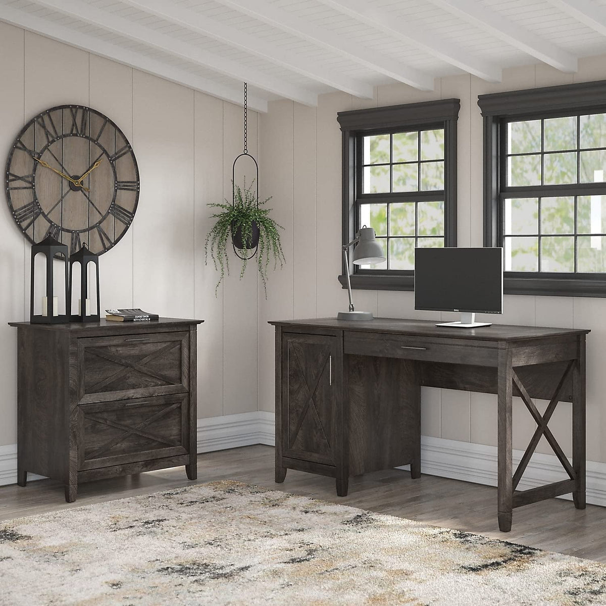 54W Computer Desk With Keyboard Tray For Home Office