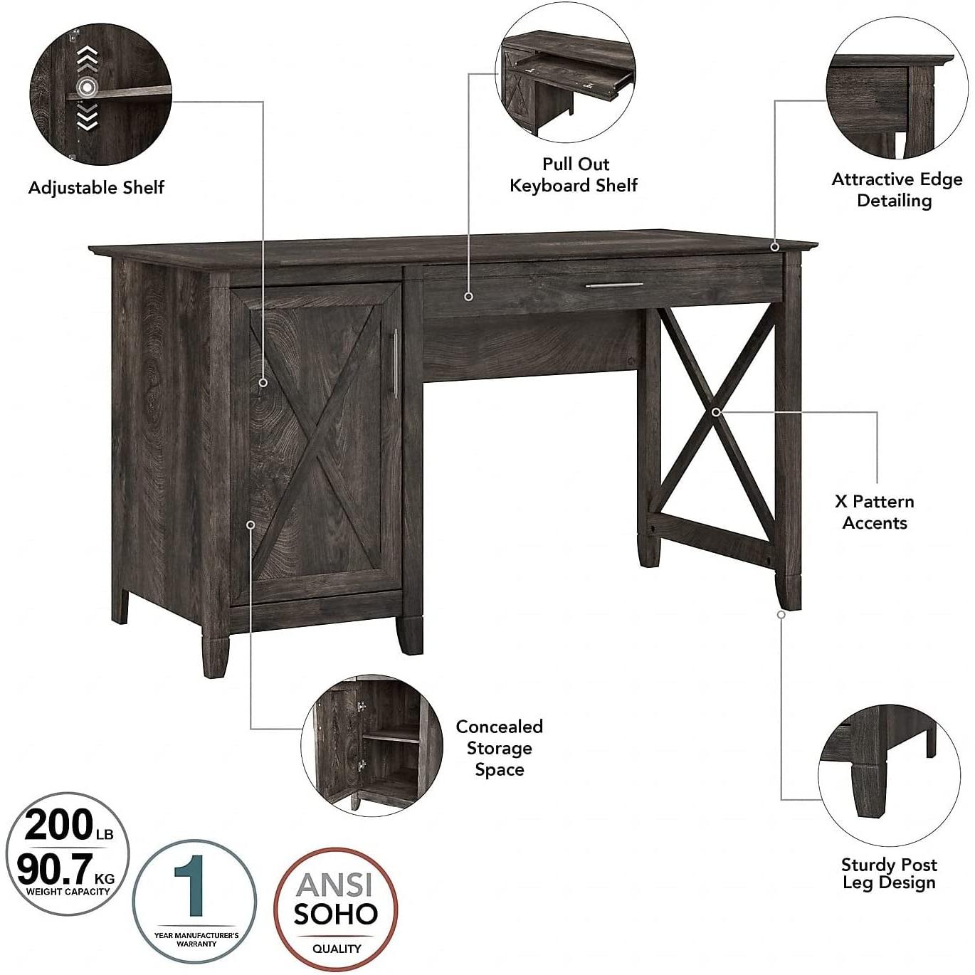 54W Computer Desk With Keyboard Tray For Home Office