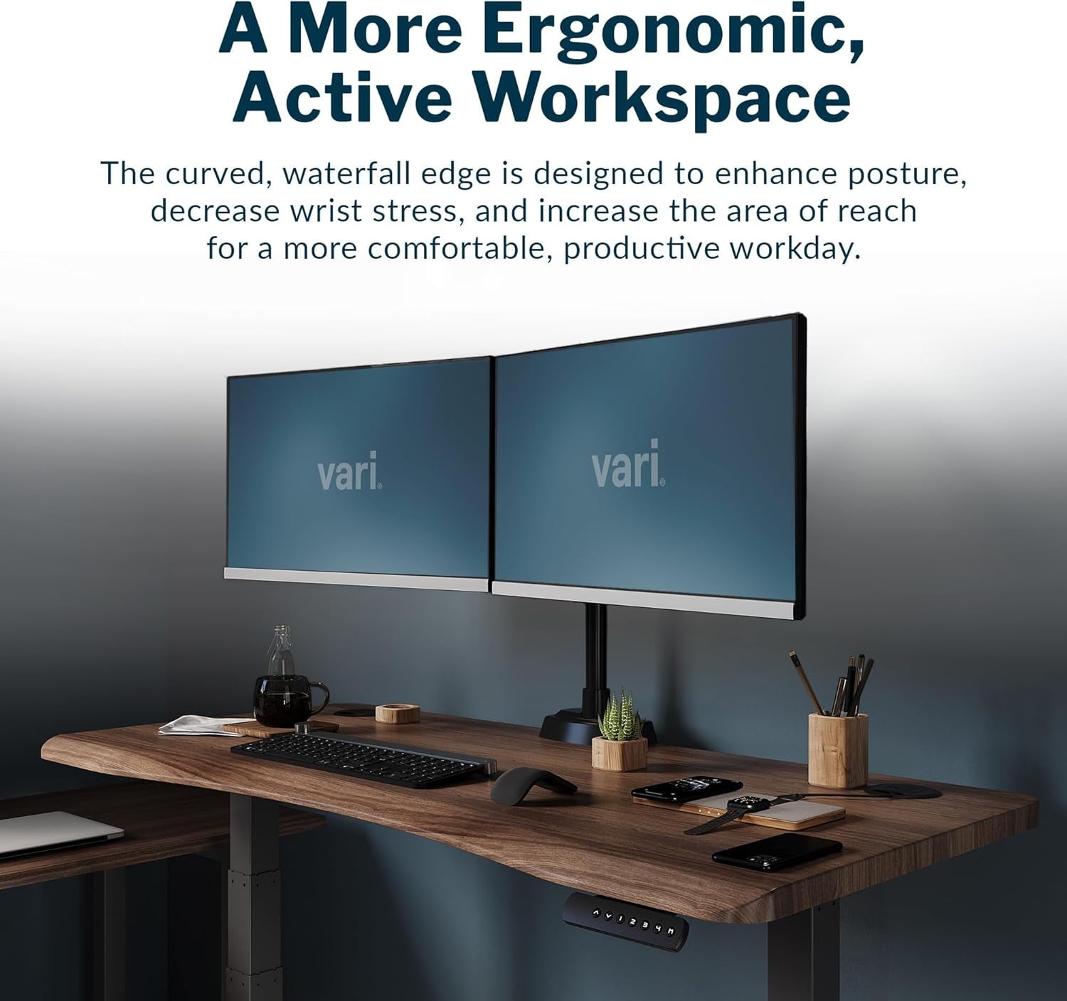 54x26 Walnut Electric Standing Desk Memory Settings