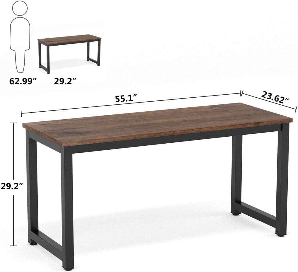 55 Inch Computer Desk Rustic Brown For Home Office