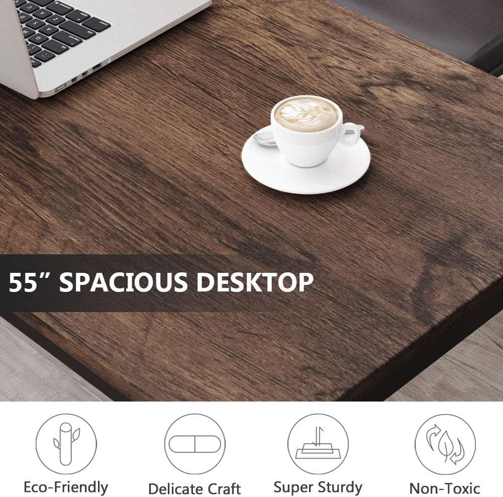 55 Inch Computer Desk Rustic Brown For Home Office