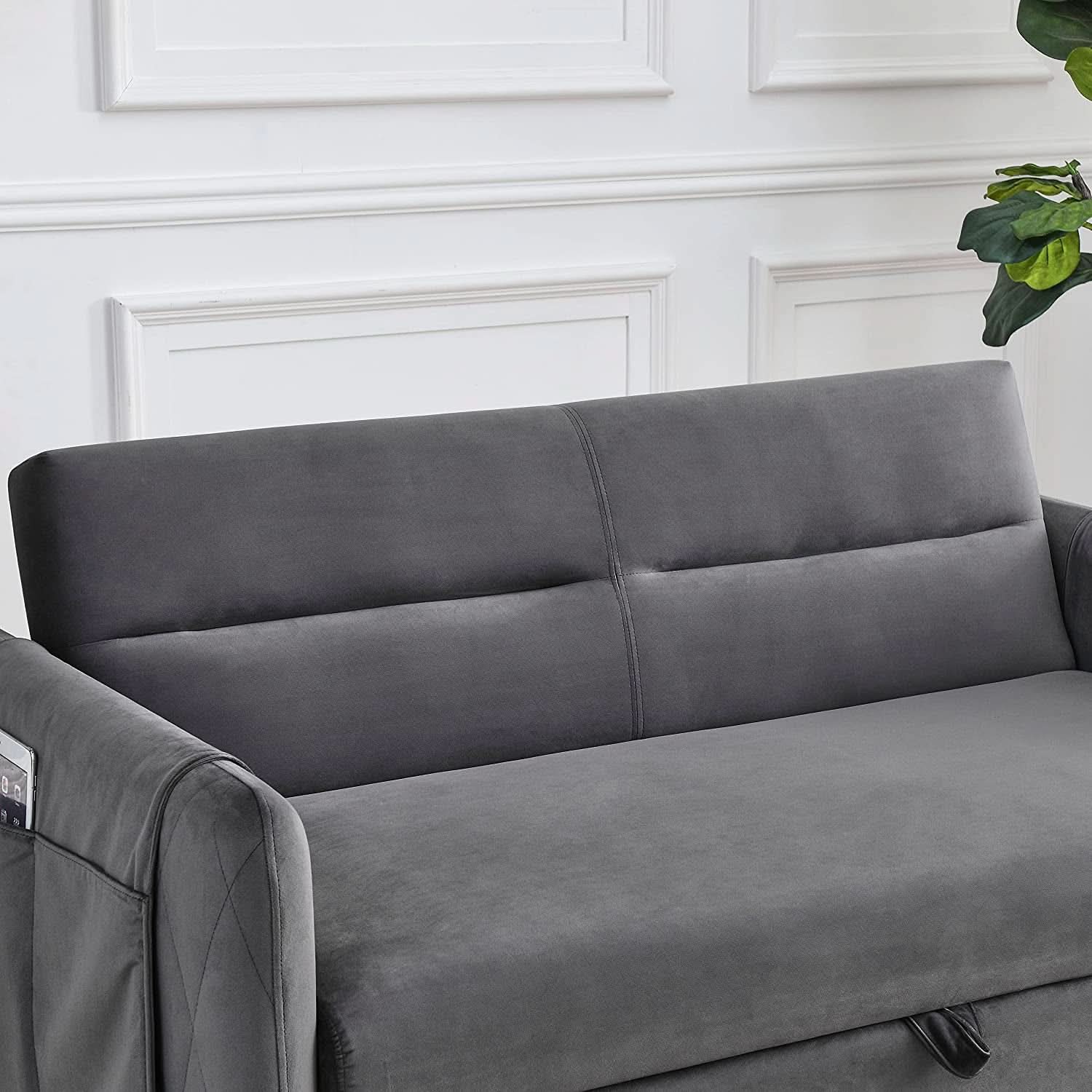 55 Inch Convertible Sofa Bed With Adjustable Backrest