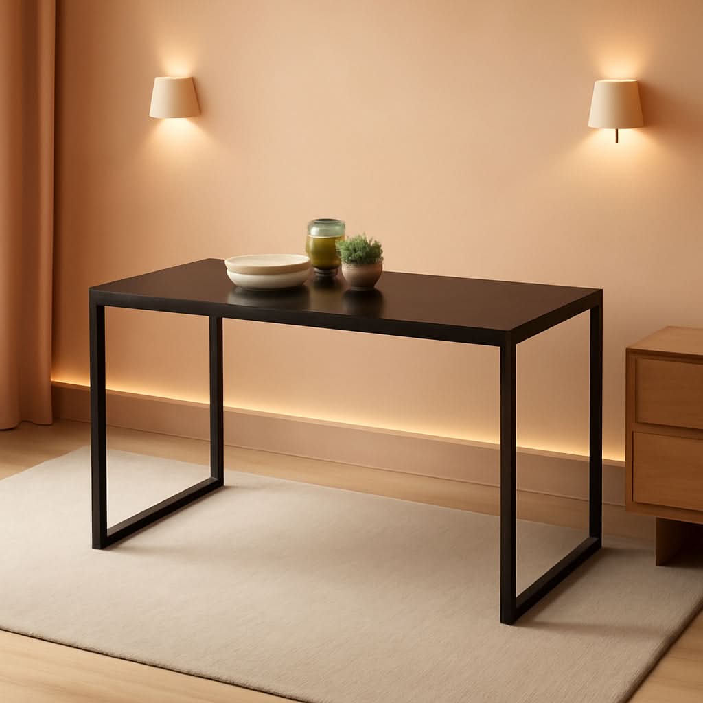 55 Inch Desk With Black Frame Computer Workstation