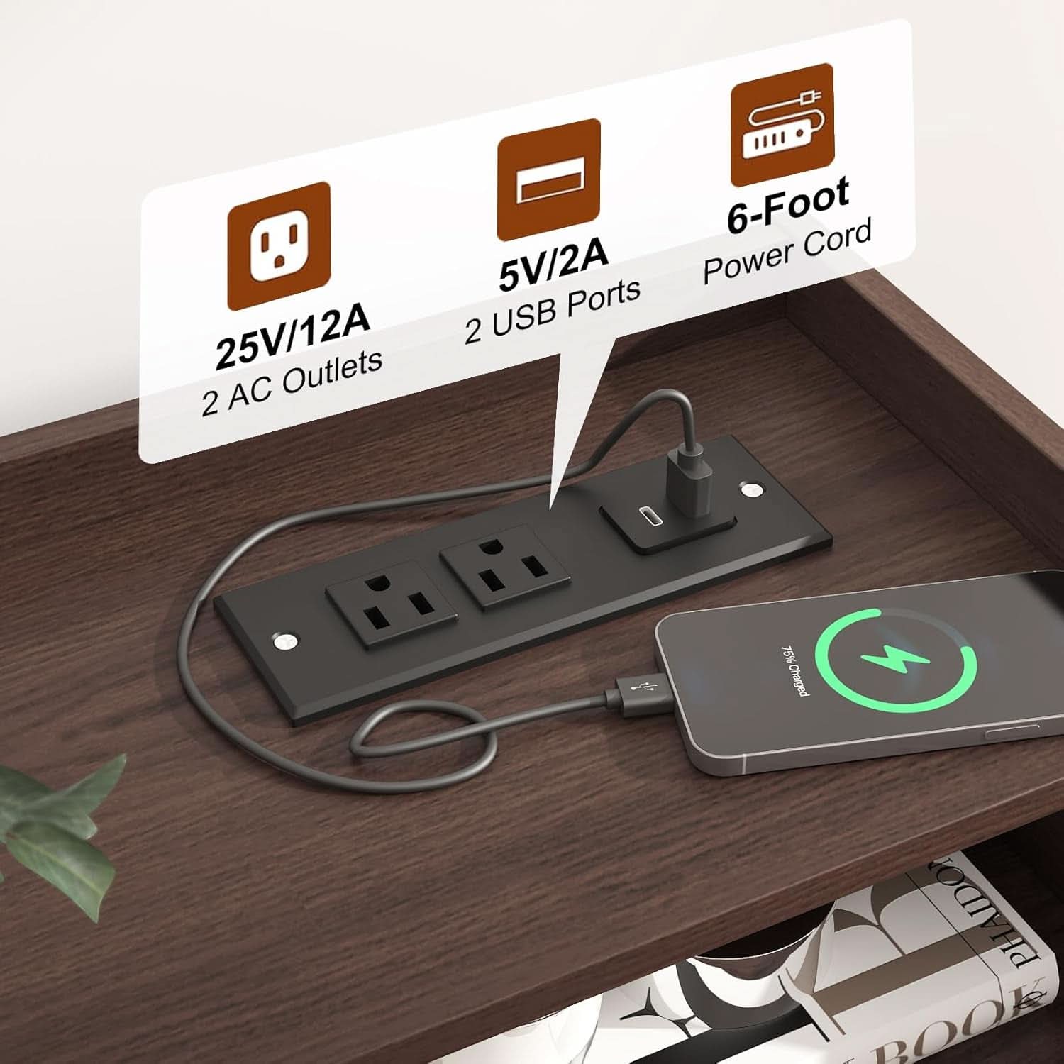 55-Inch Dresser With Integrated Charging Station USB