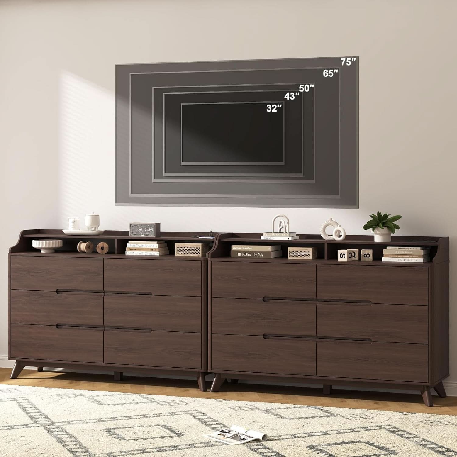 55-Inch Dresser With Integrated Charging Station USB