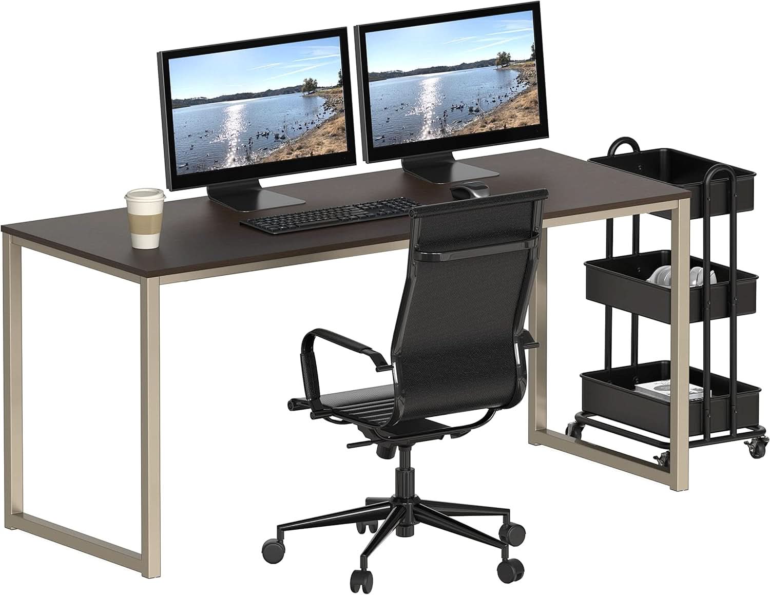 55-Inch Espresso Computer Desk For Office 24-Inch Depth