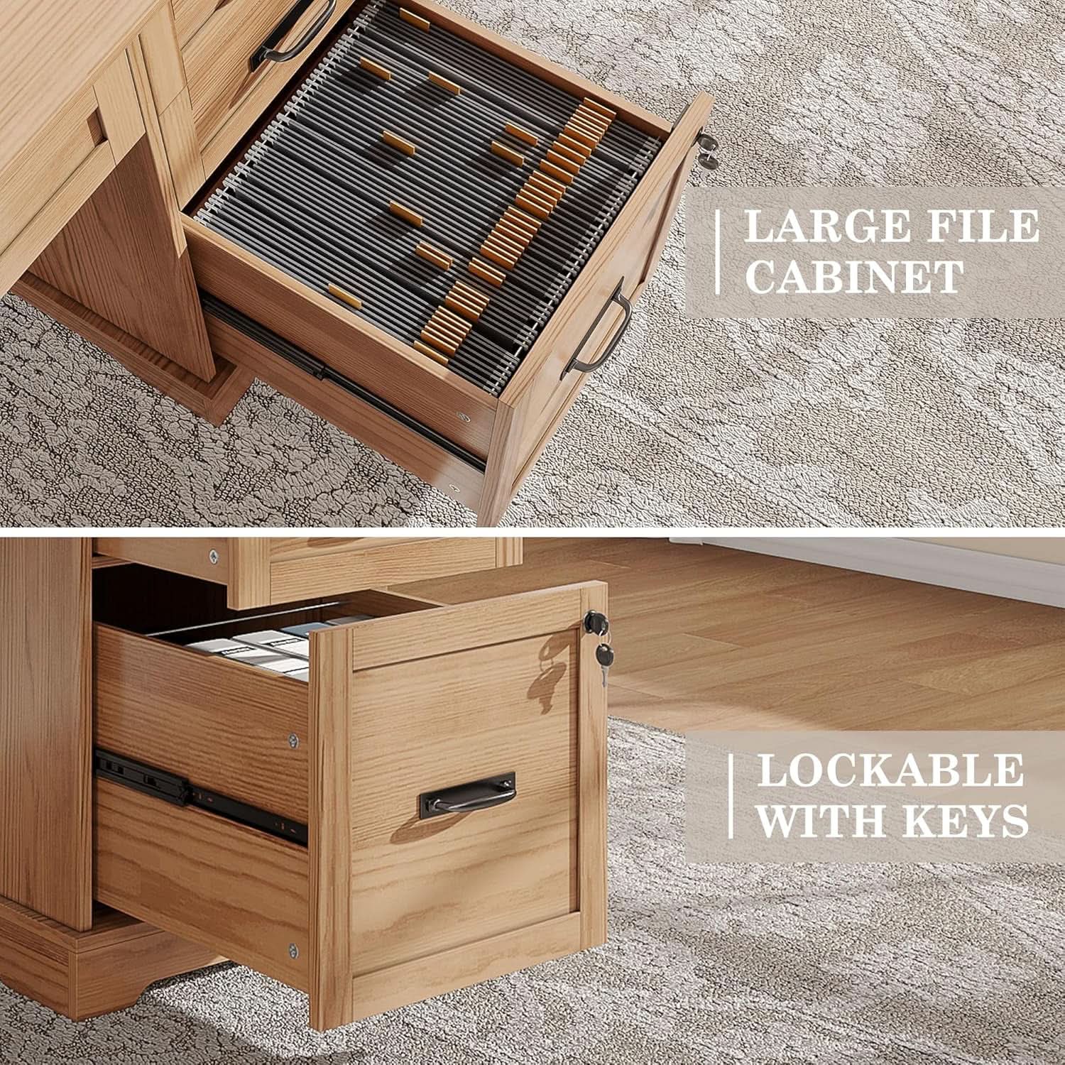 55 Inch Farmhouse Executive Desk Walnut Premium Quality