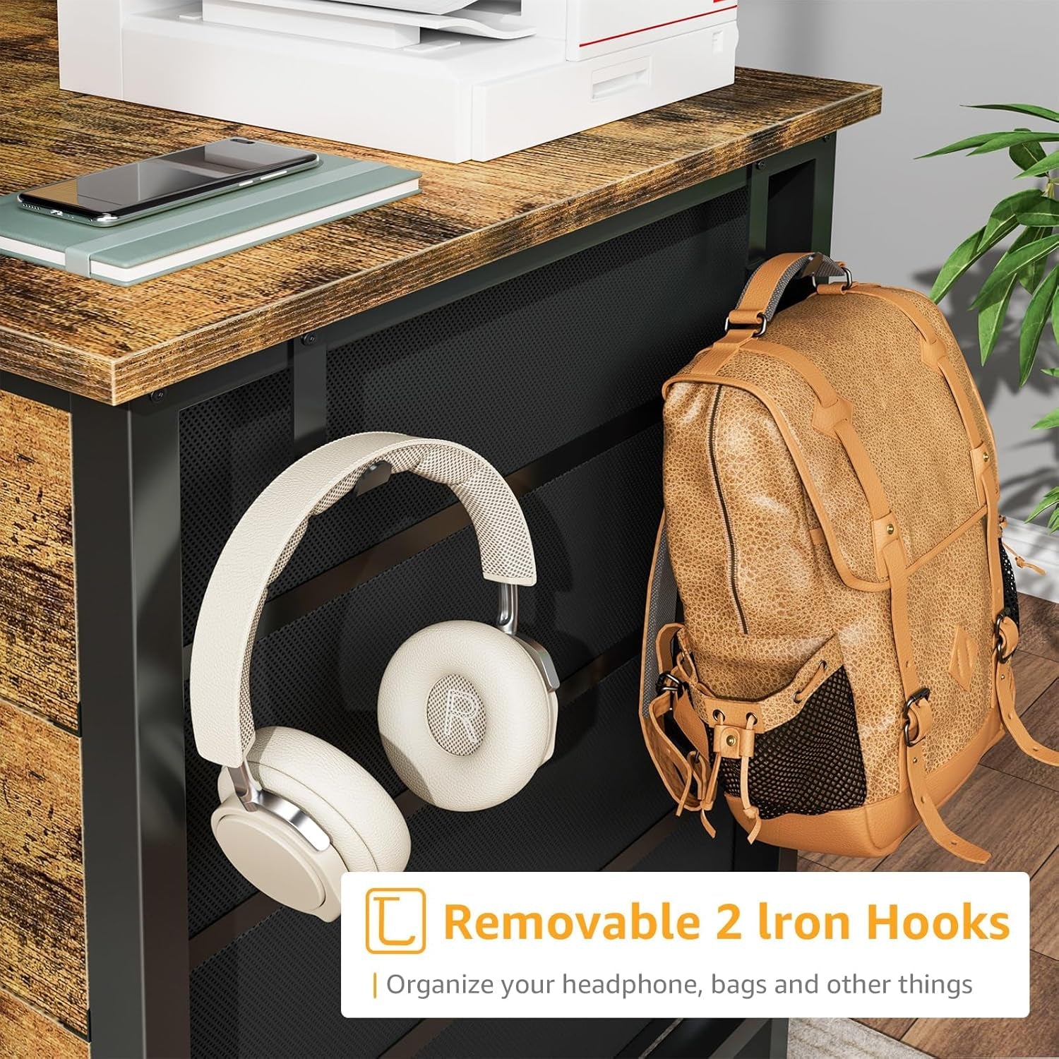 55-Inch Home Office Desk With 8 Fabric Drawers For Storage