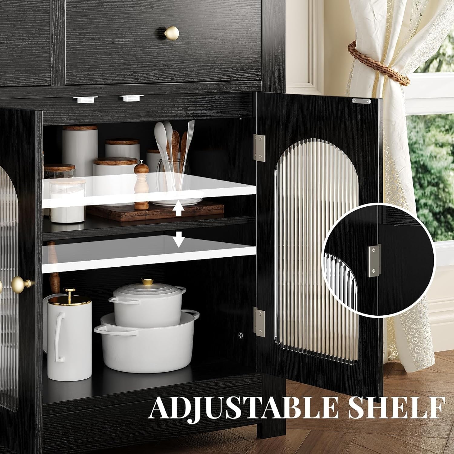 55-Inch Matte Black Sideboard Buffet For Dining Room Storage