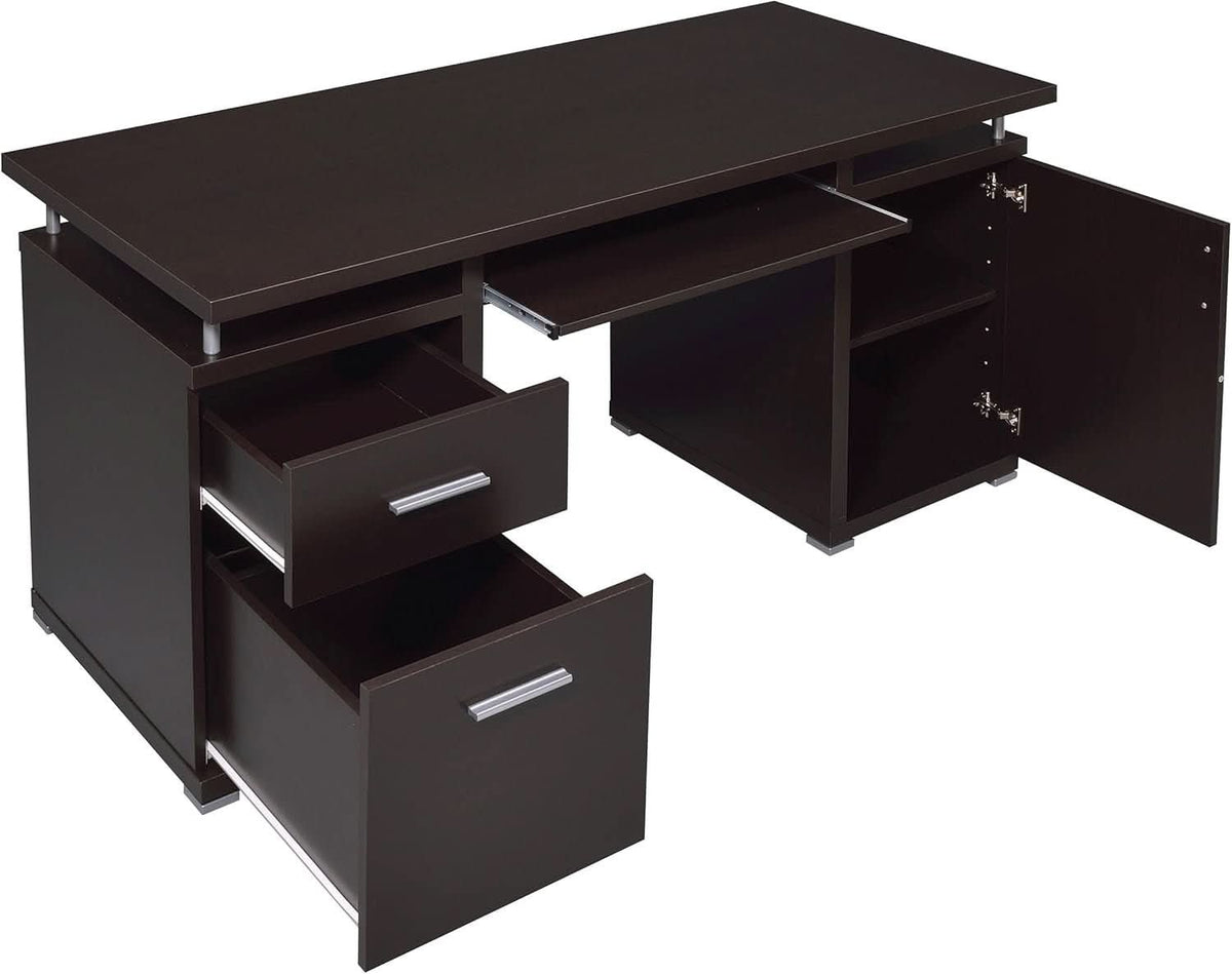 55 Inch Modern Wood Desk With 2 Drawers For Home Office