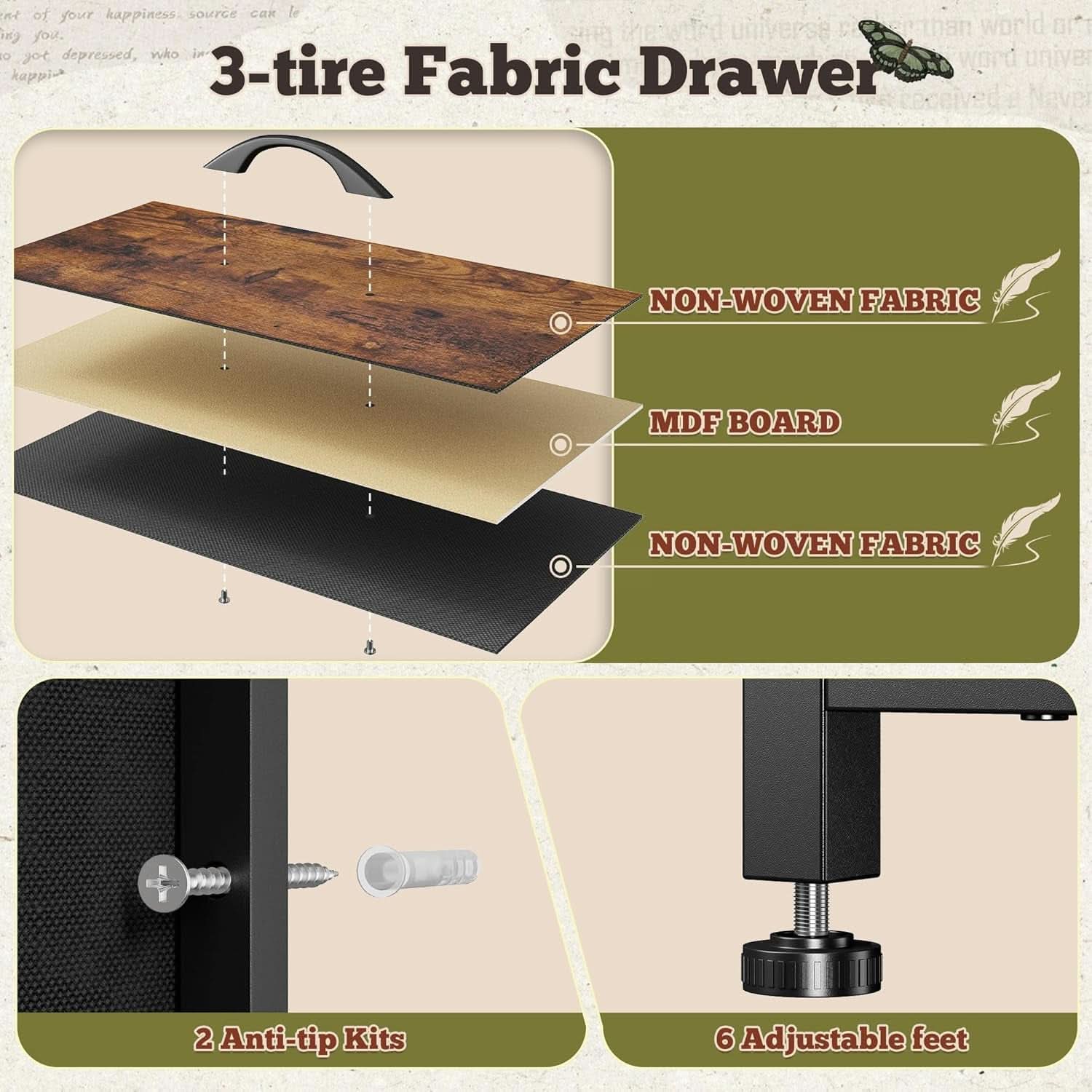 55 Inch Rustic Brown 9-Drawer Entertainment Dresser