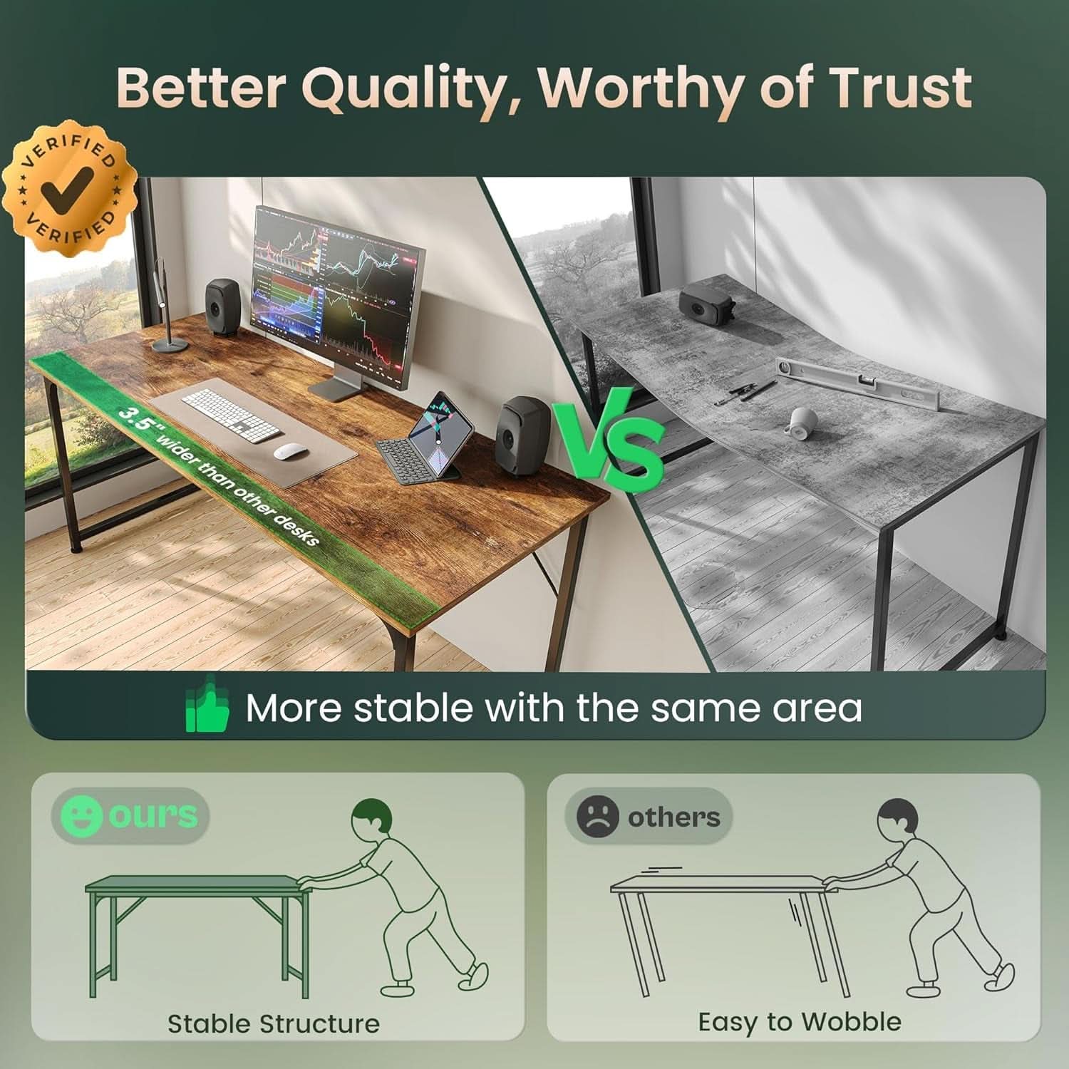55 Inch Rustic Brown Computer Desk For Home Office