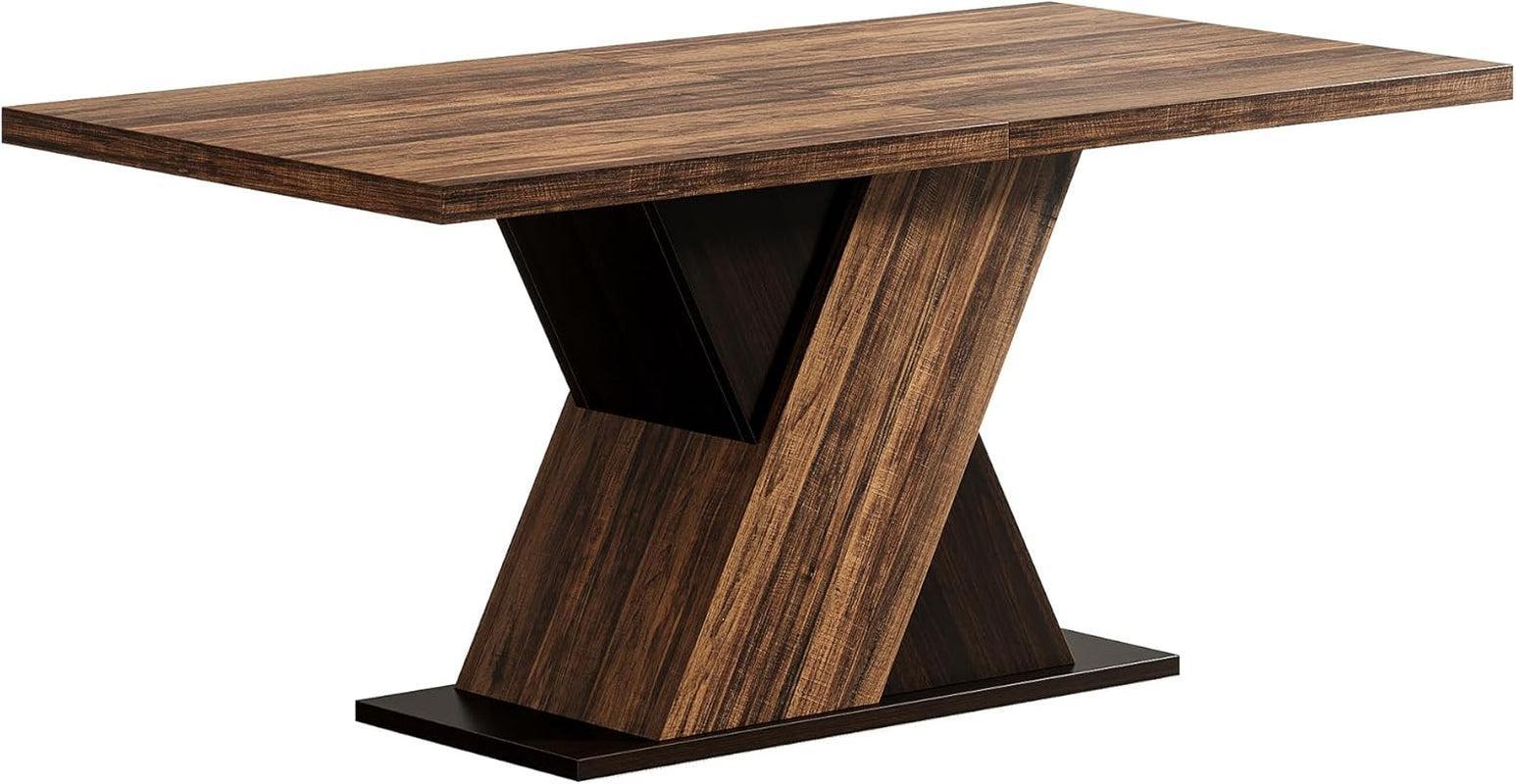55 Inch Rustic Brown Farmhouse Dining Table For Four