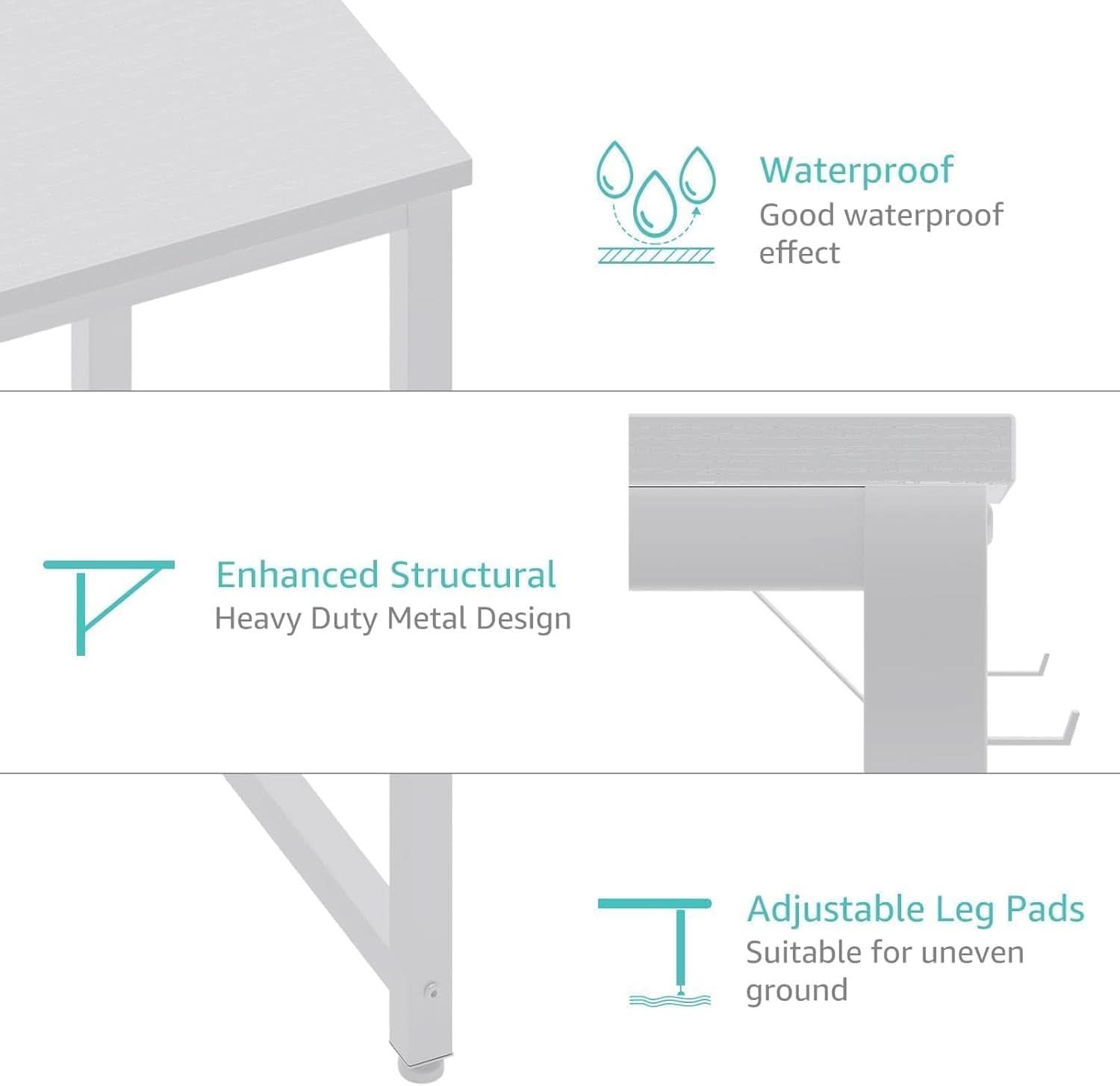 55 Inch White Computer Desk With Fabric Drawer For Home Office