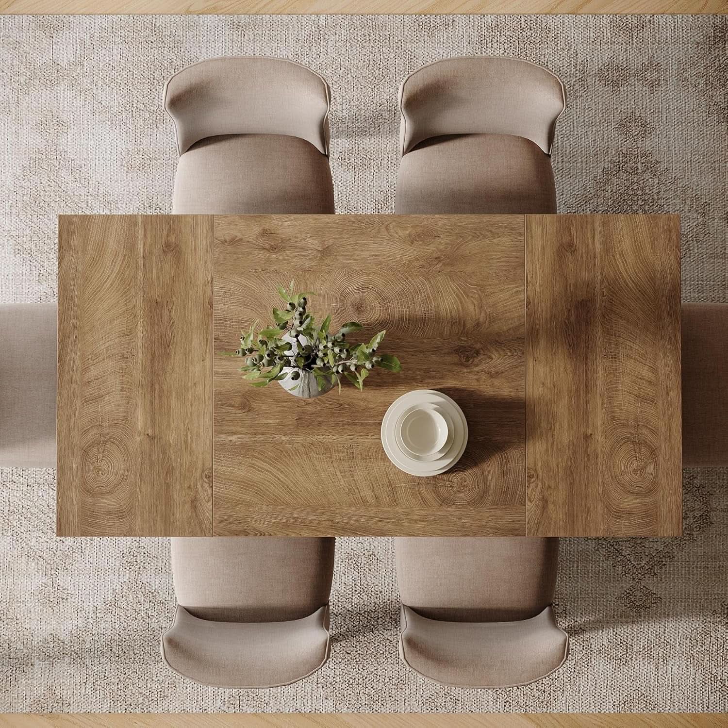 55 Inch Yellow Dining Table For Kitchen And Dining