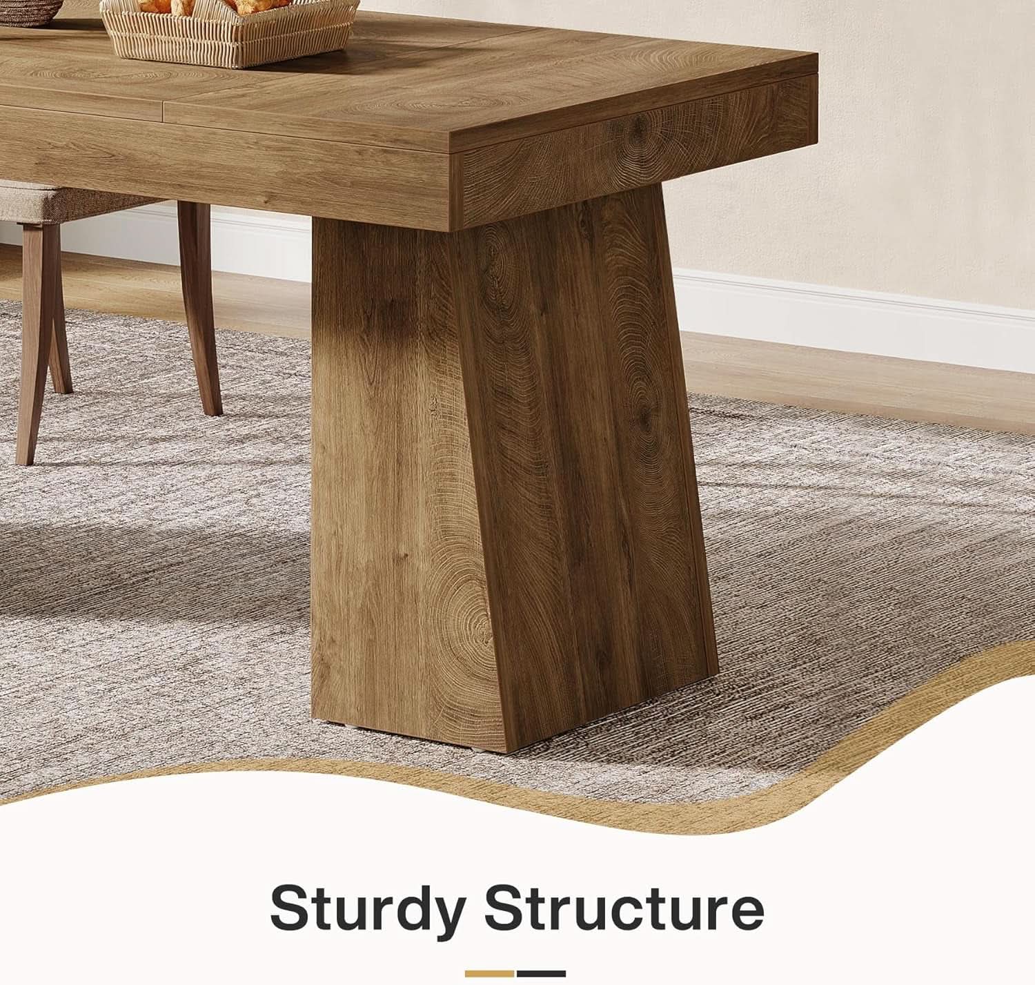 55 Inch Yellow Dining Table For Kitchen And Dining