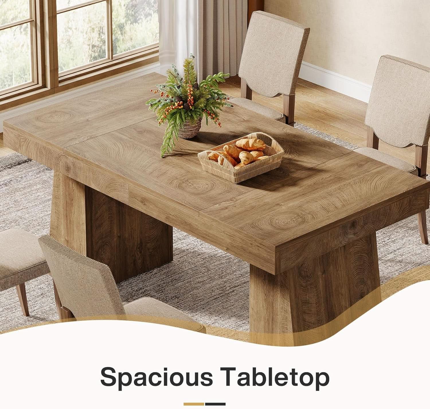 55 Inch Yellow Dining Table For Kitchen And Dining