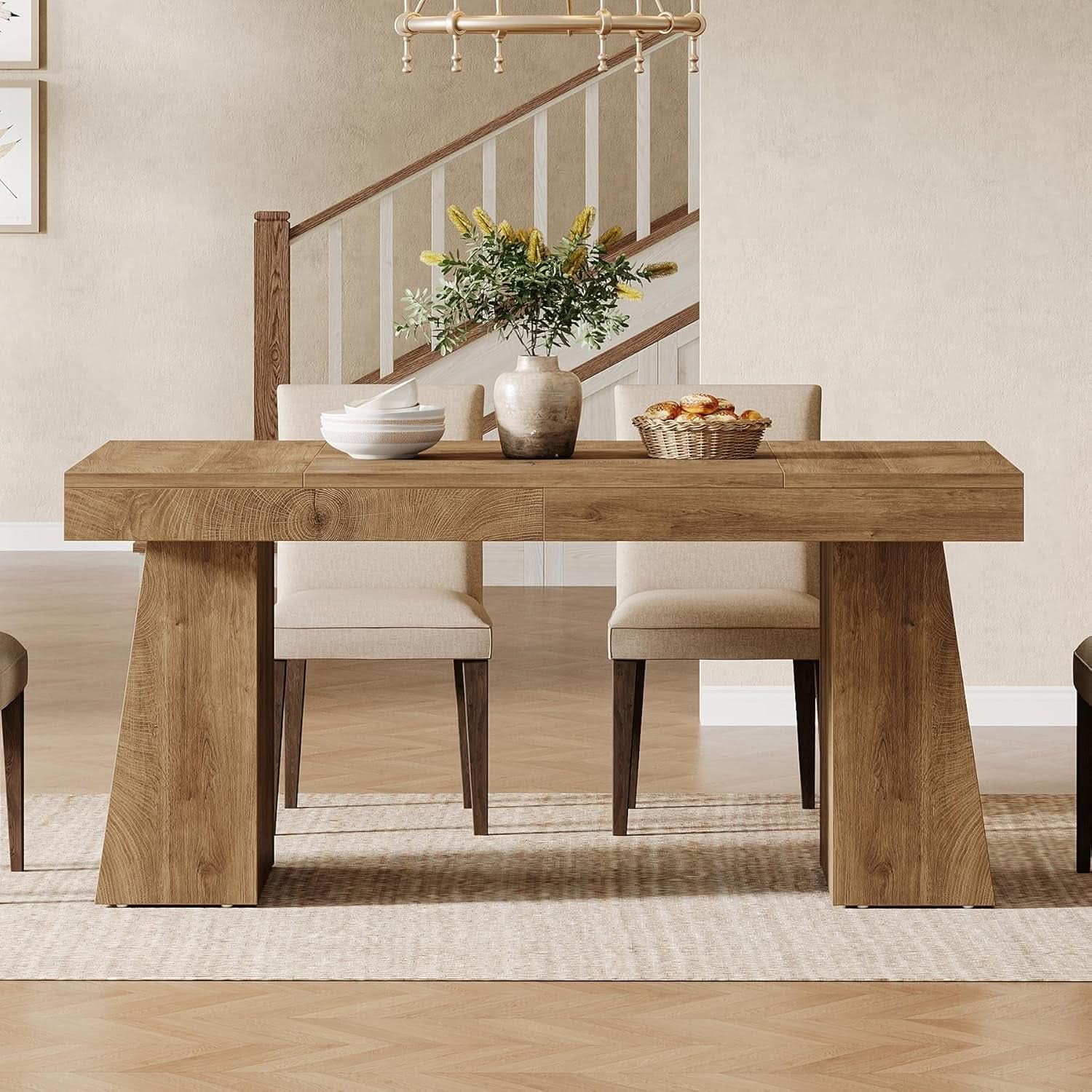 55 Inch Yellow Dining Table For Kitchen And Dining