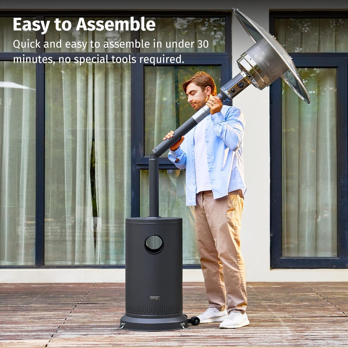 55000 BTU Propane Patio Heater With Round Table Wheels
