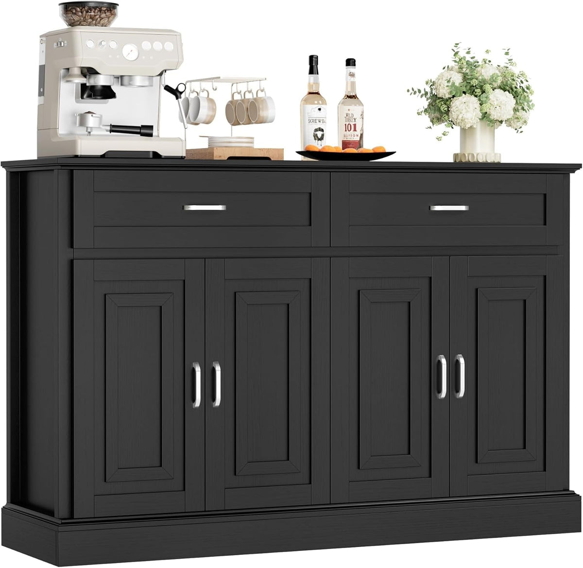 55.1 Inch White Sideboard Buffet Cabinet For Kitchen And Dining