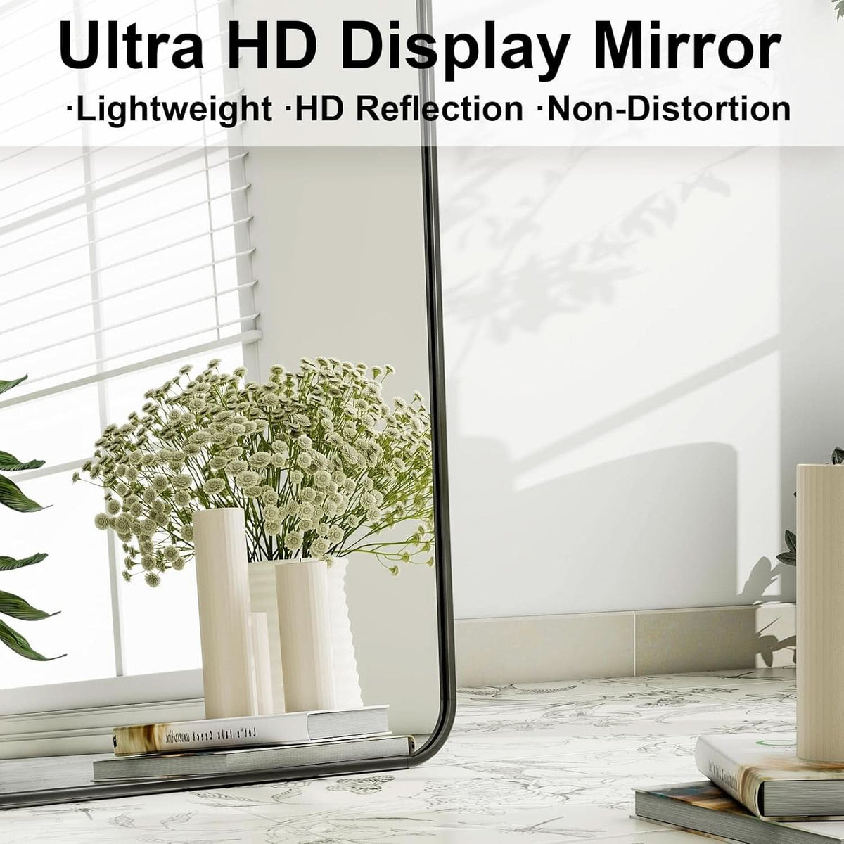 56 Inch Floor Standing Mirror With Black Aluminum Frame