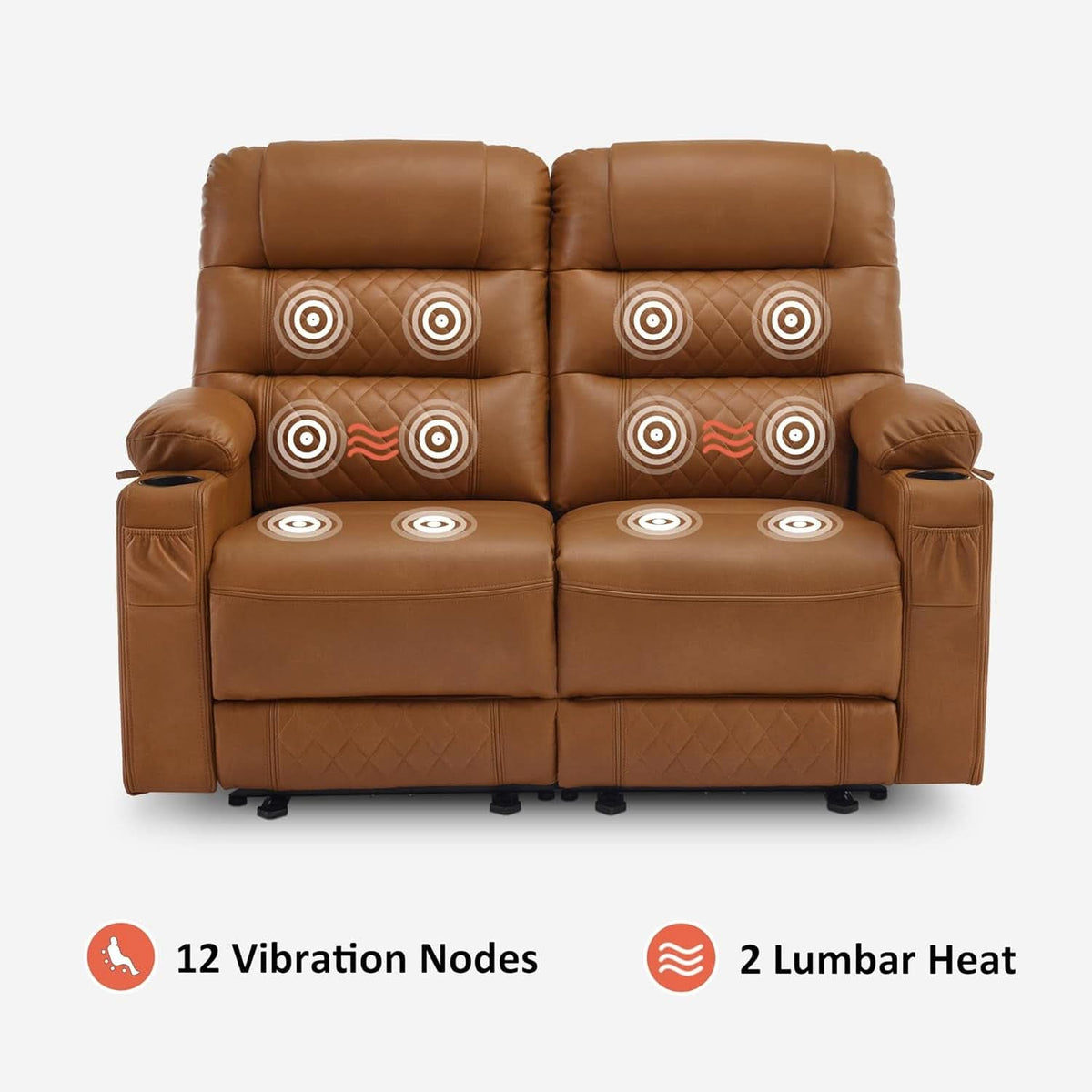 56.3 Inch Power Loveseat Recliner With Heat And Vibration