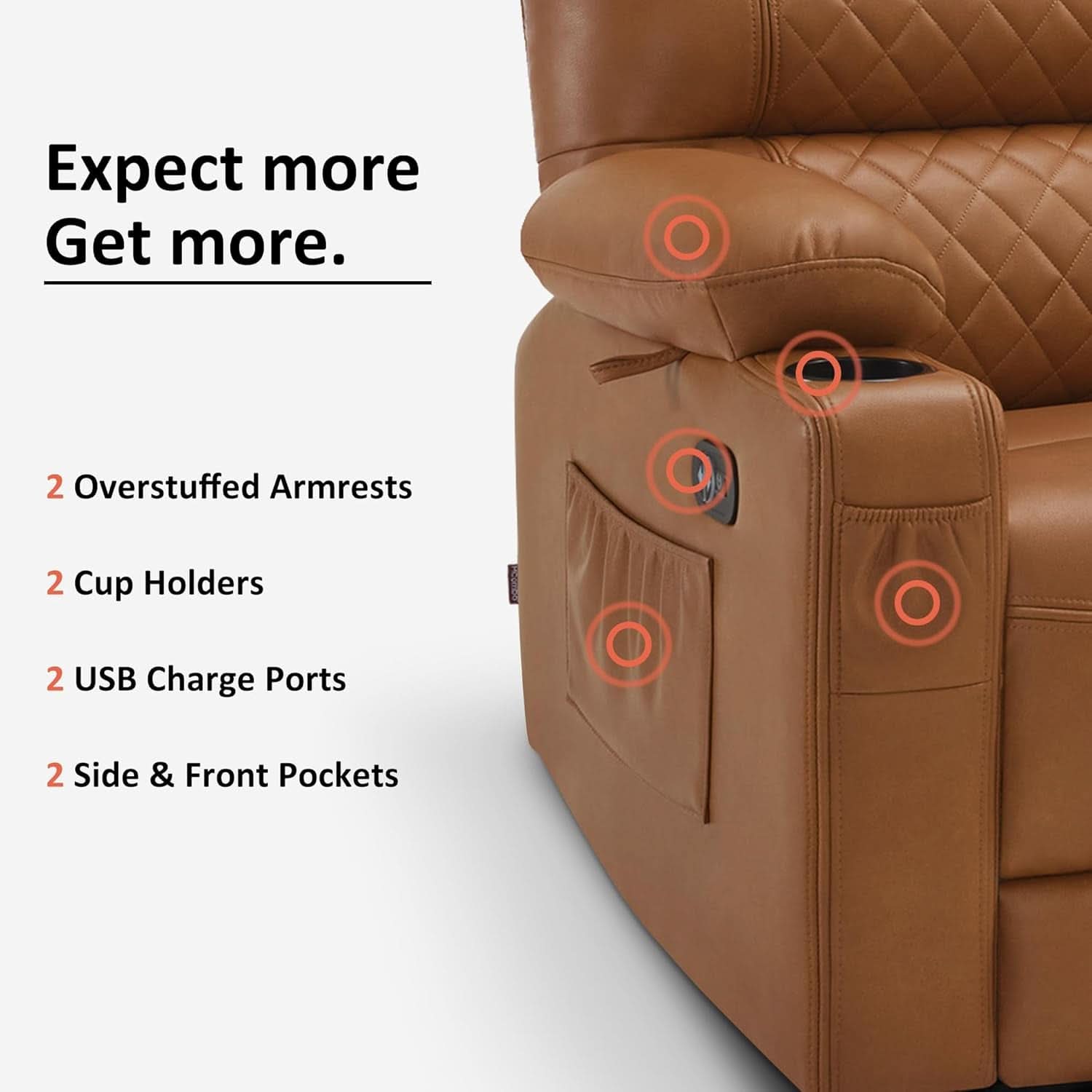 56.3 Inch Power Loveseat Recliner With Heat And Vibration
