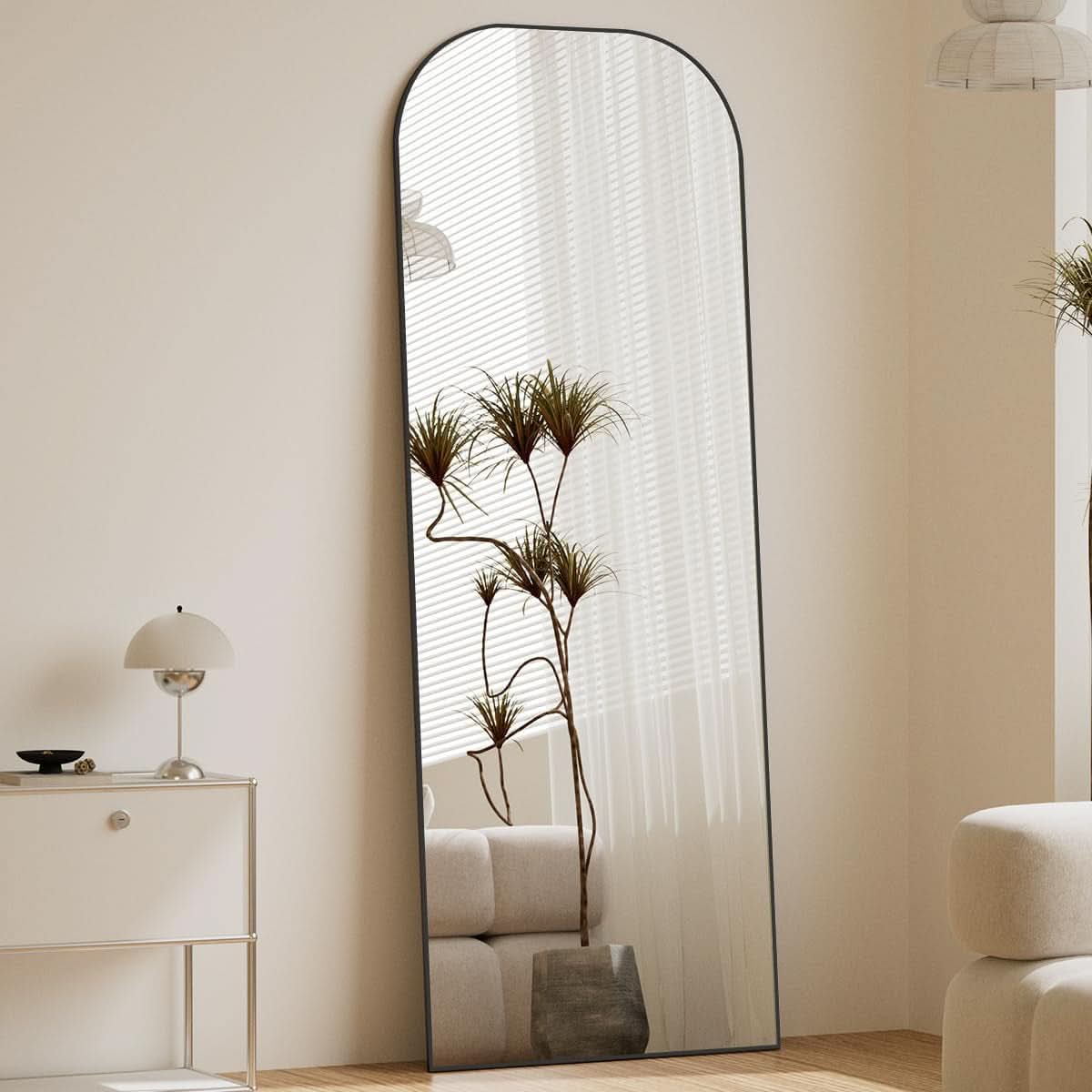 56x21 Inch Black Full Length Floor Mirror With Stand