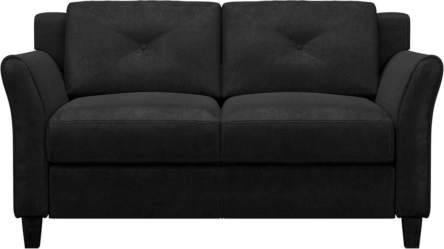 57 Inch Black Loveseat With Tufted Back Stain Resistant