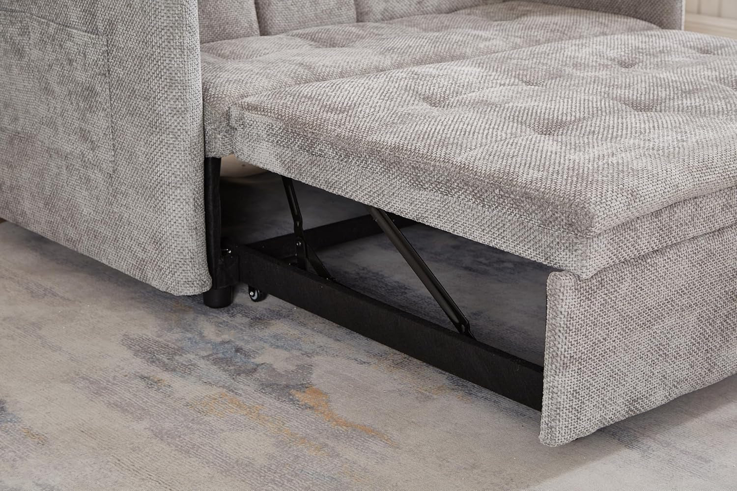 57 Inch Convertible Sofa Bed With USB Charging Ports Grey